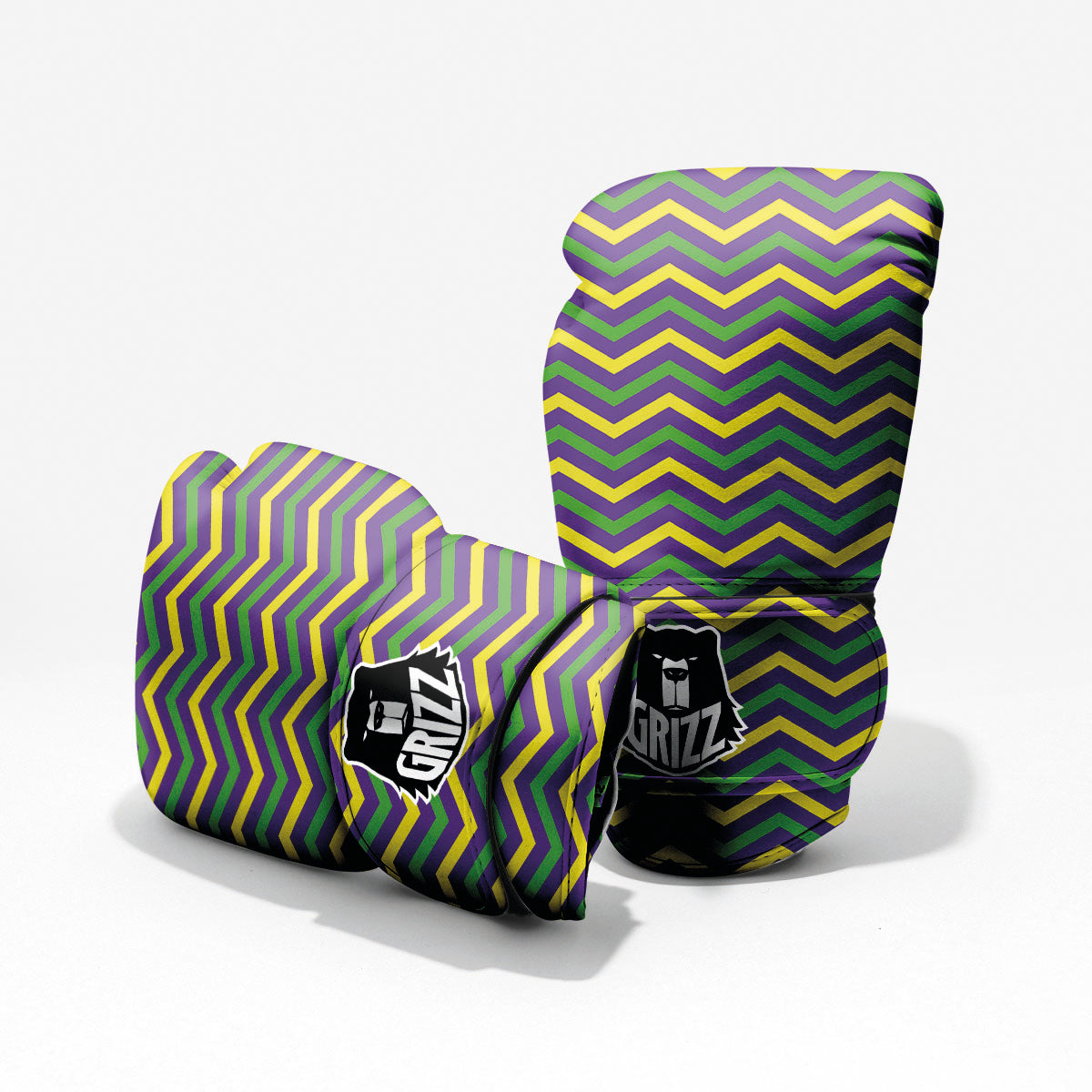 Fat Tuesday Chevron Mardi Gras Print Pro Boxing Glove