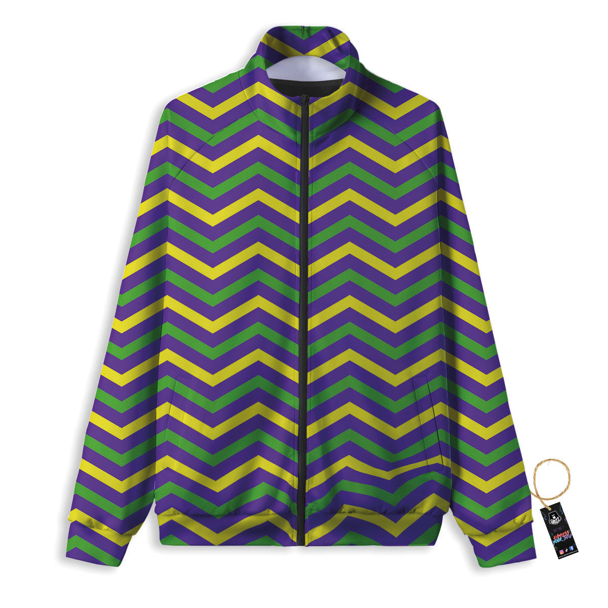 Fat Tuesday Chevron Mardi Gras Print Track Jacket-grizzshop