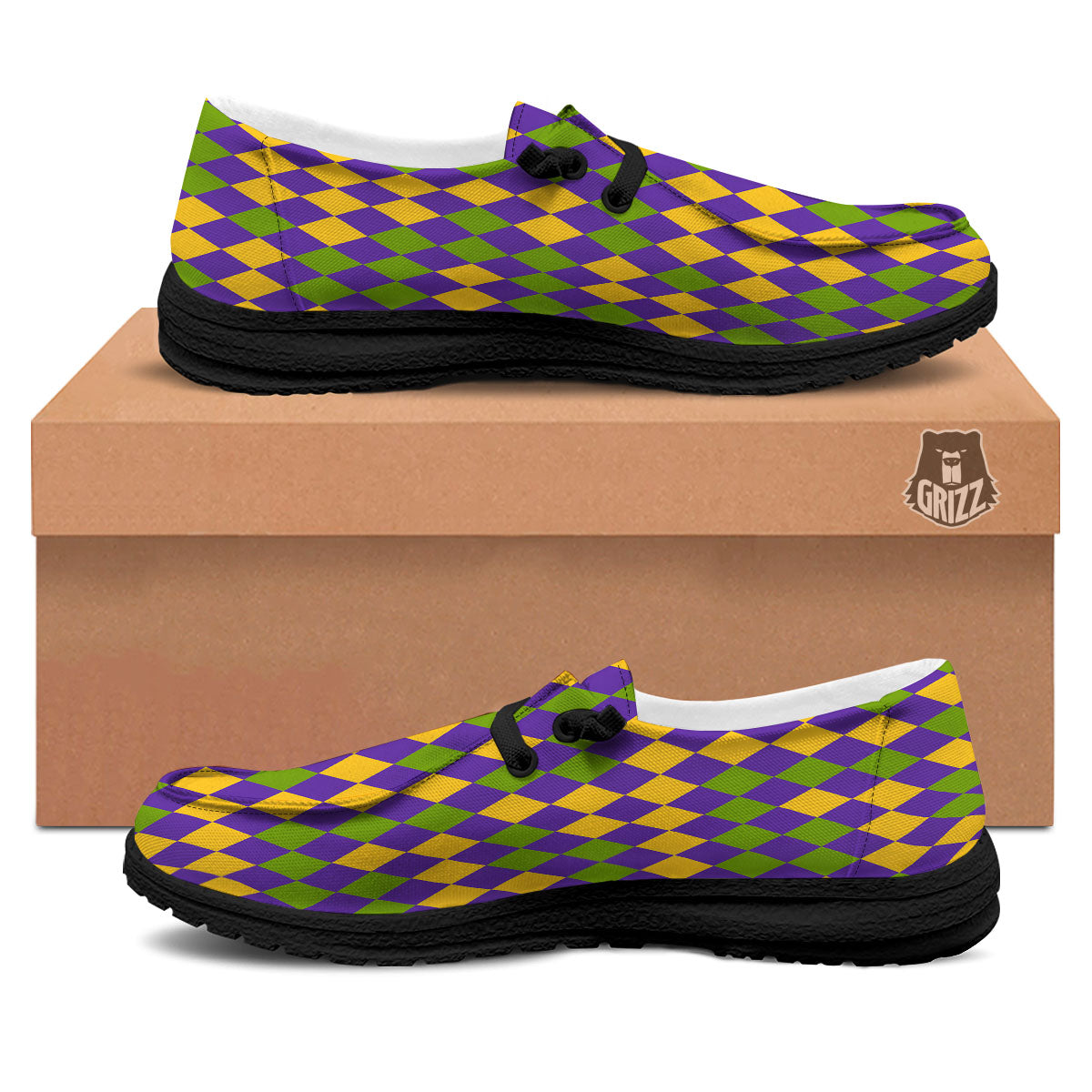 Fat Tuesday Mardi Gras Pattern Black Loafers-grizzshop