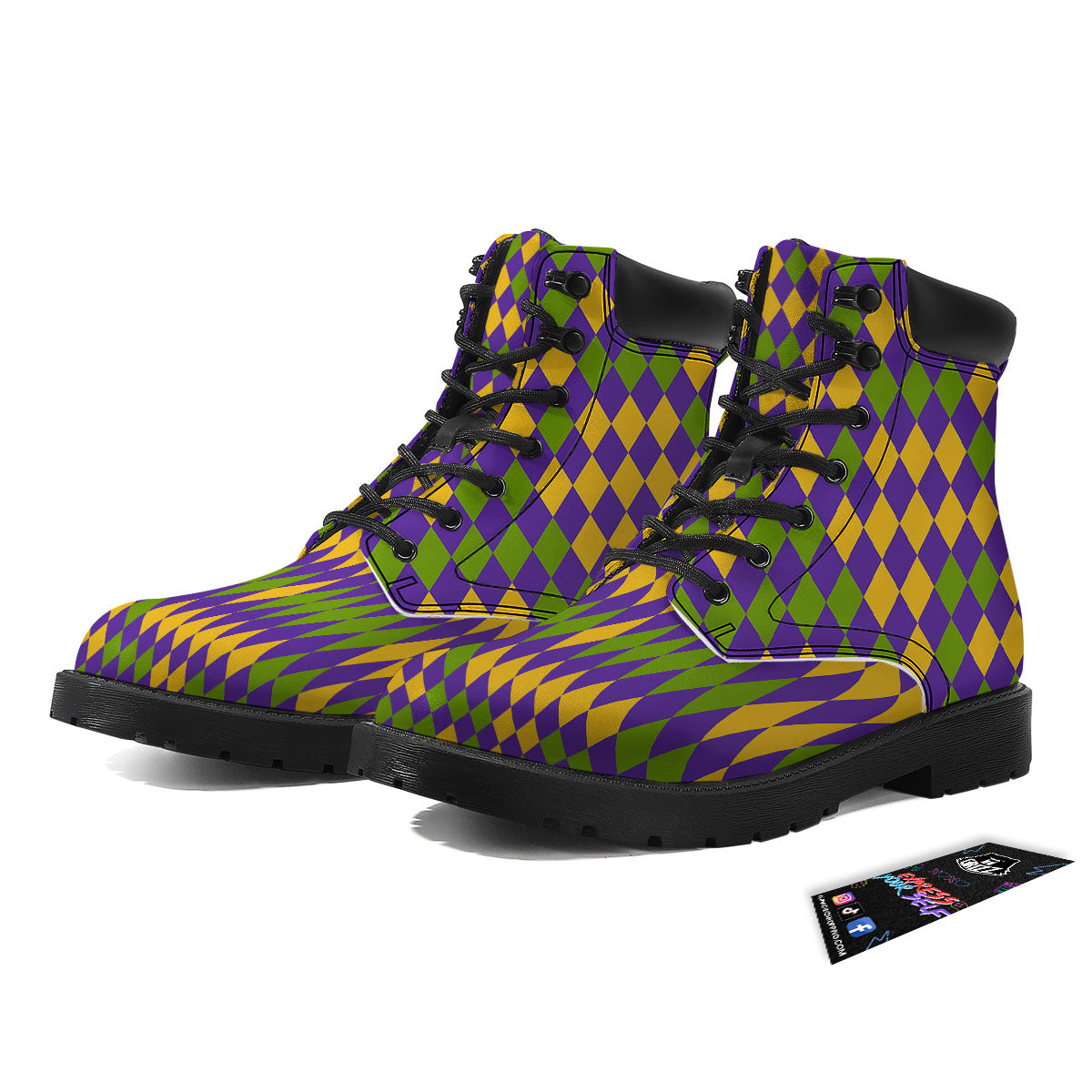 Fat Tuesday Mardi Gras Pattern Boots-grizzshop