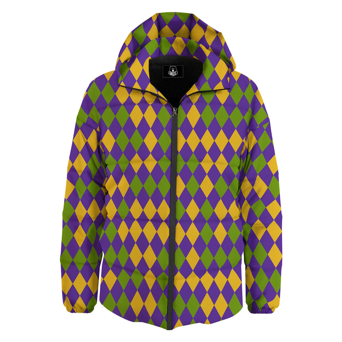 Fat Tuesday Mardi Gras Pattern Down Jacket-grizzshop
