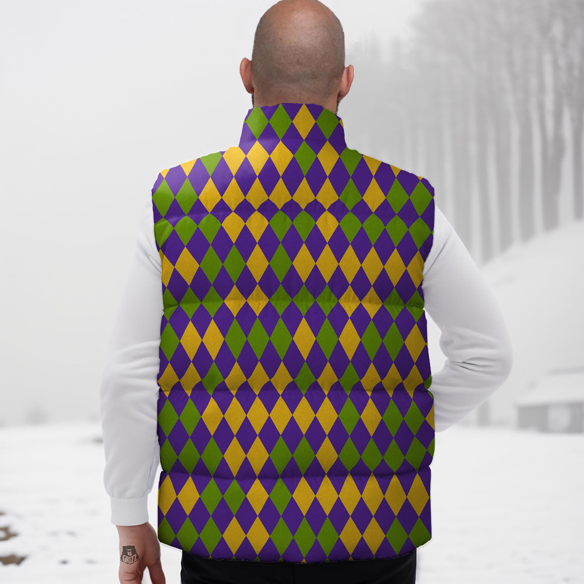 Fat Tuesday Mardi Gras Pattern Down Vest