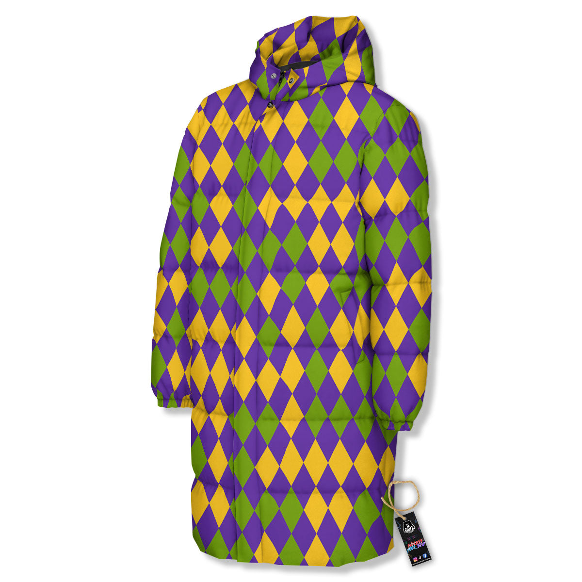 Fat Tuesday Mardi Gras Pattern Long Down Jacket-grizzshop