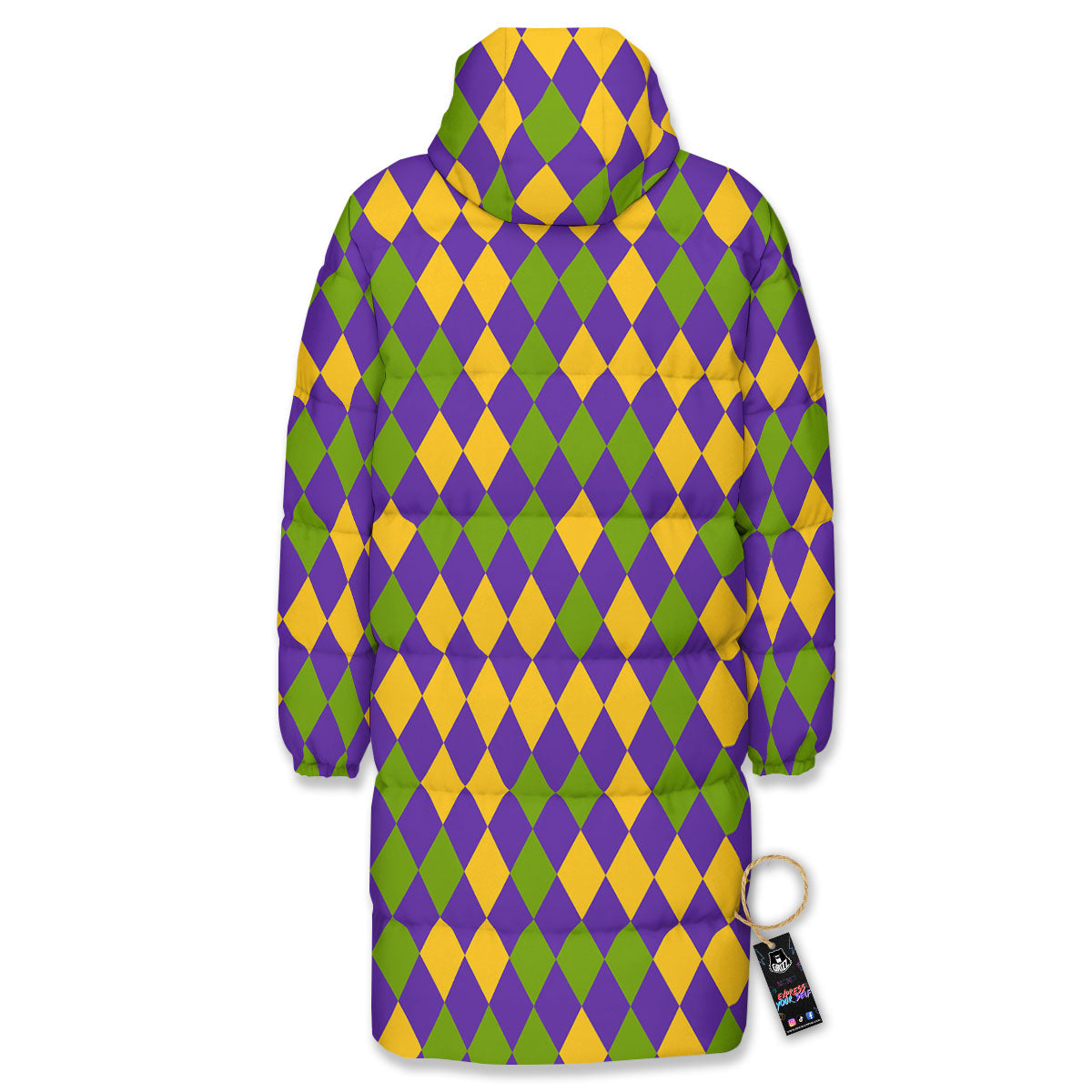 Fat Tuesday Mardi Gras Pattern Long Down Jacket-grizzshop