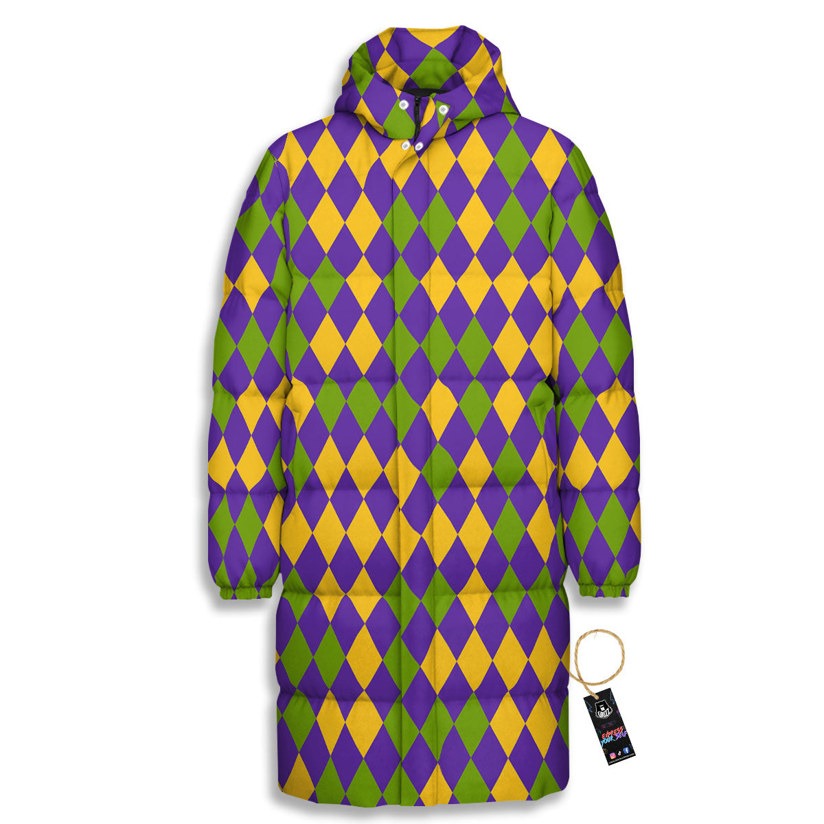 Fat Tuesday Mardi Gras Pattern Long Down Jacket-grizzshop