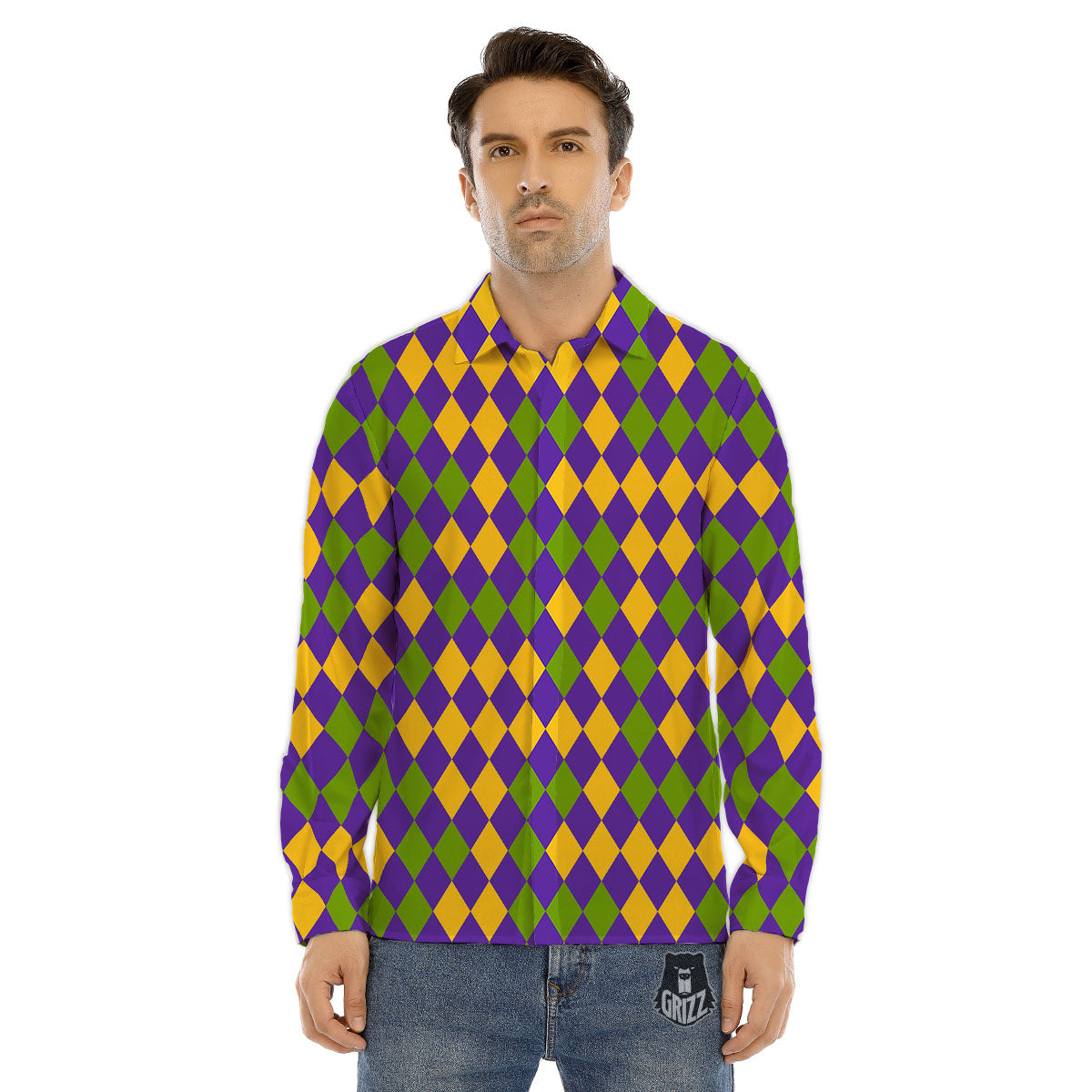 Fat Tuesday Mardi Gras Pattern Men's Dress Shirts-grizzshop