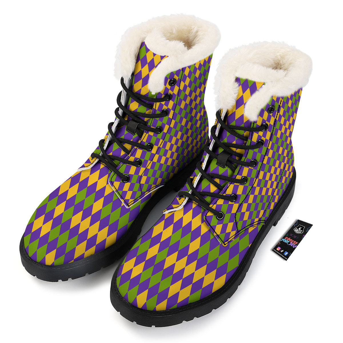 Fat Tuesday Mardi Gras Pattern Winter Boots-grizzshop
