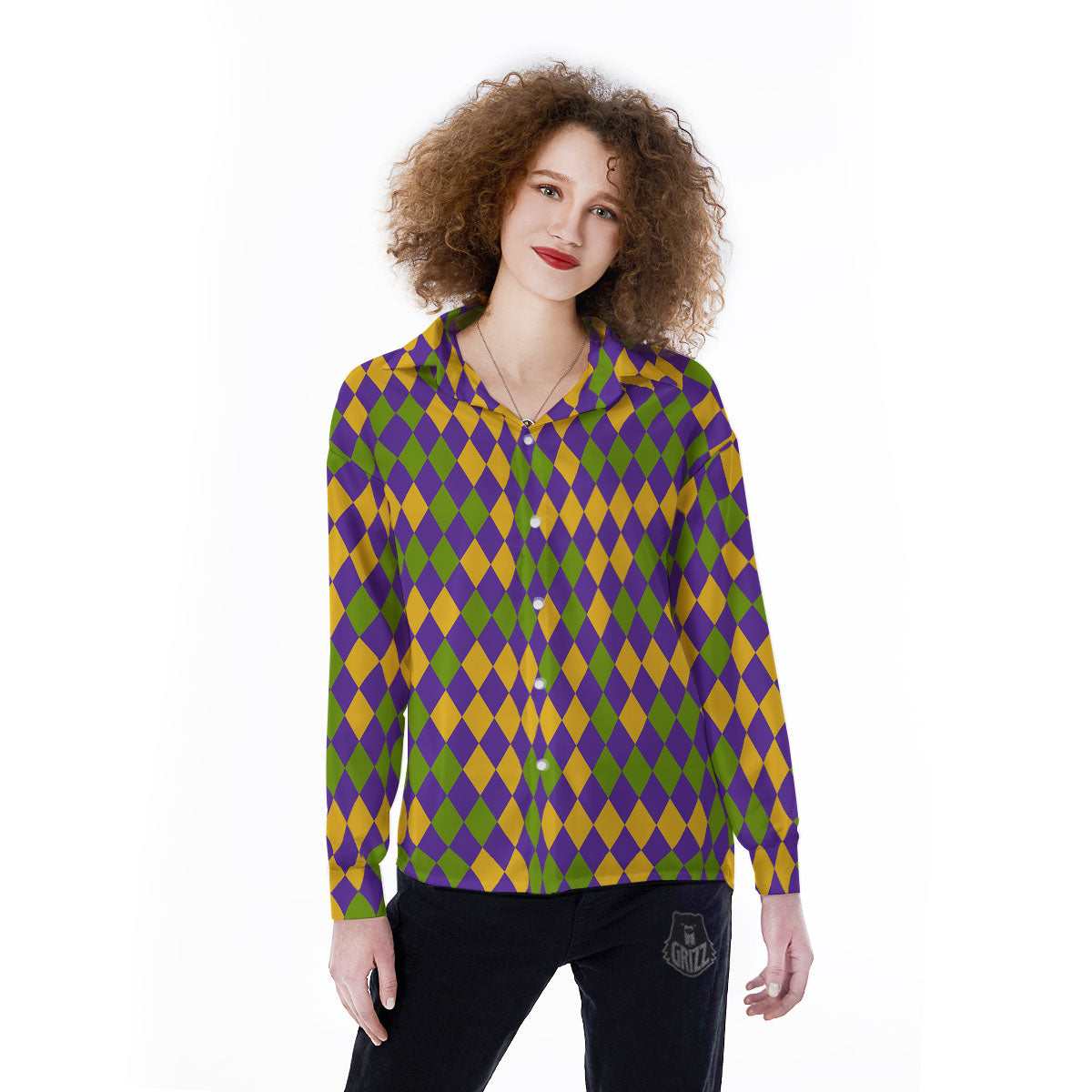 Fat Tuesday Mardi Gras Pattern Women's Long Sleeve Shirts-grizzshop