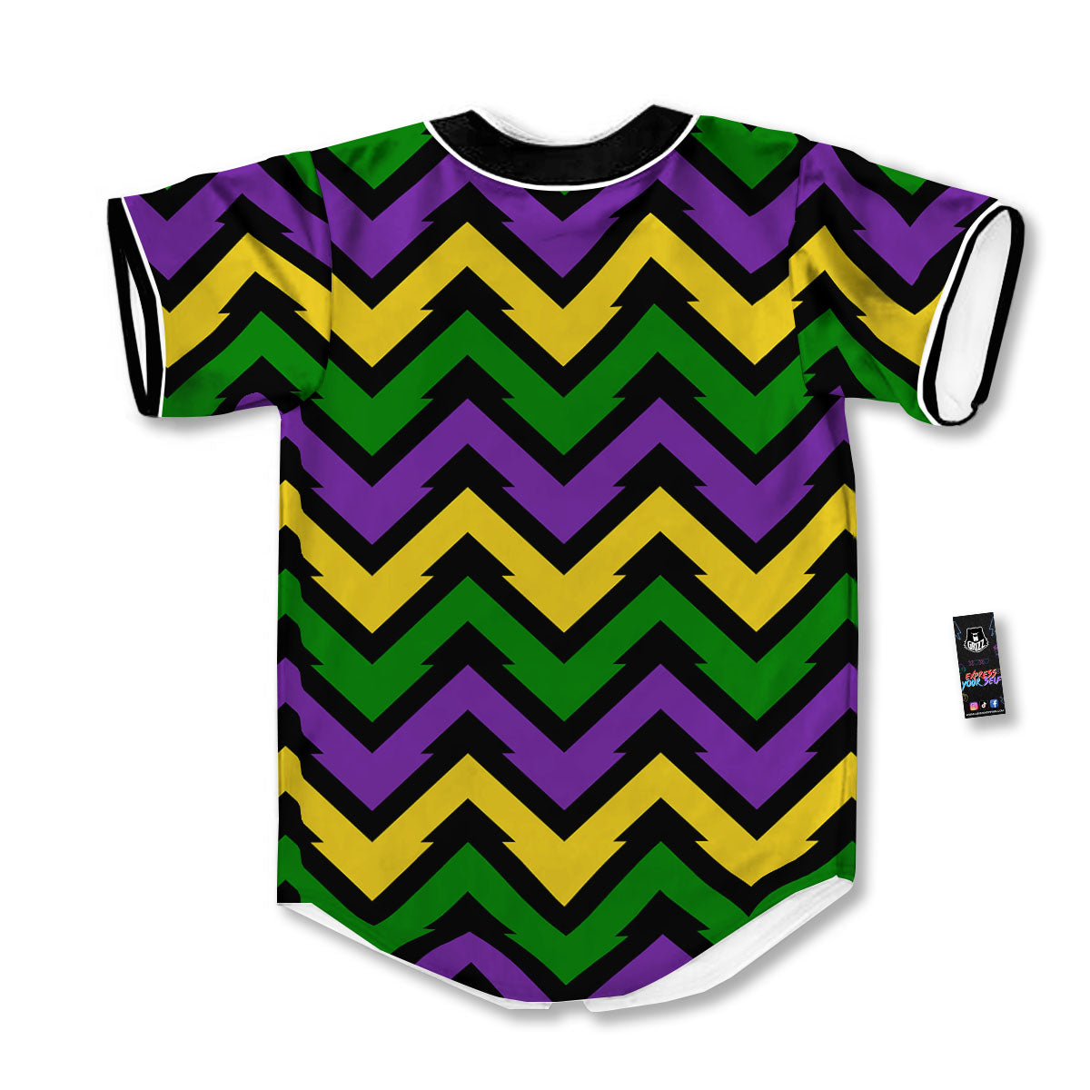Fat Tuesday Zigzag Mardi Gras Print Baseball Jersey-grizzshop