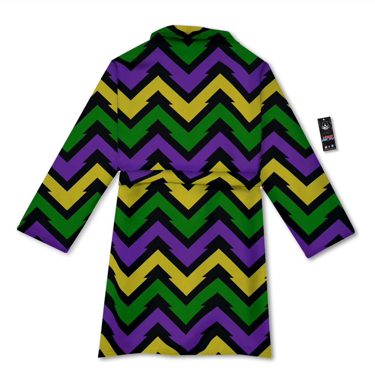Fat Tuesday Zigzag Mardi Gras Print Bathrobe-grizzshop