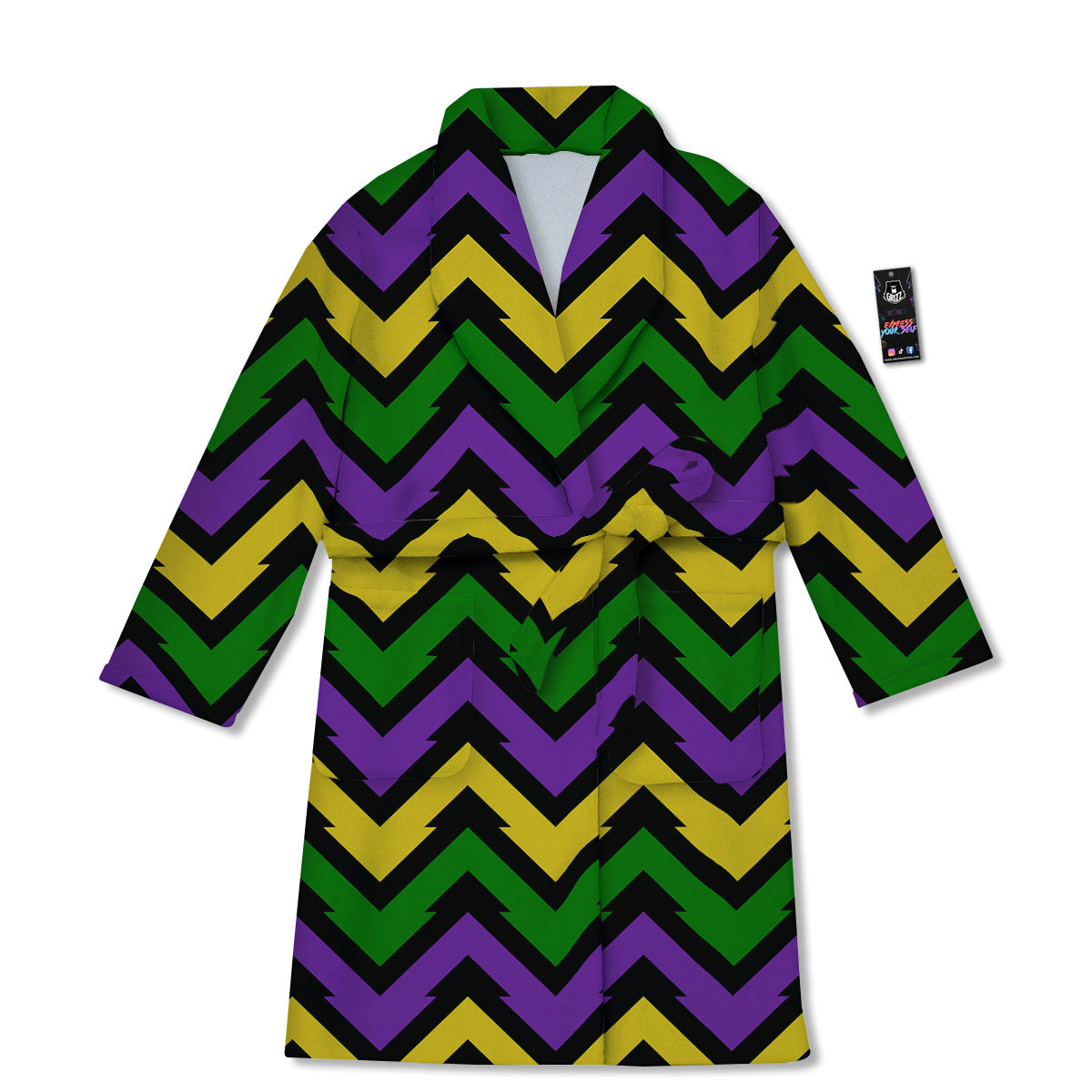 Fat Tuesday Zigzag Mardi Gras Print Bathrobe-grizzshop