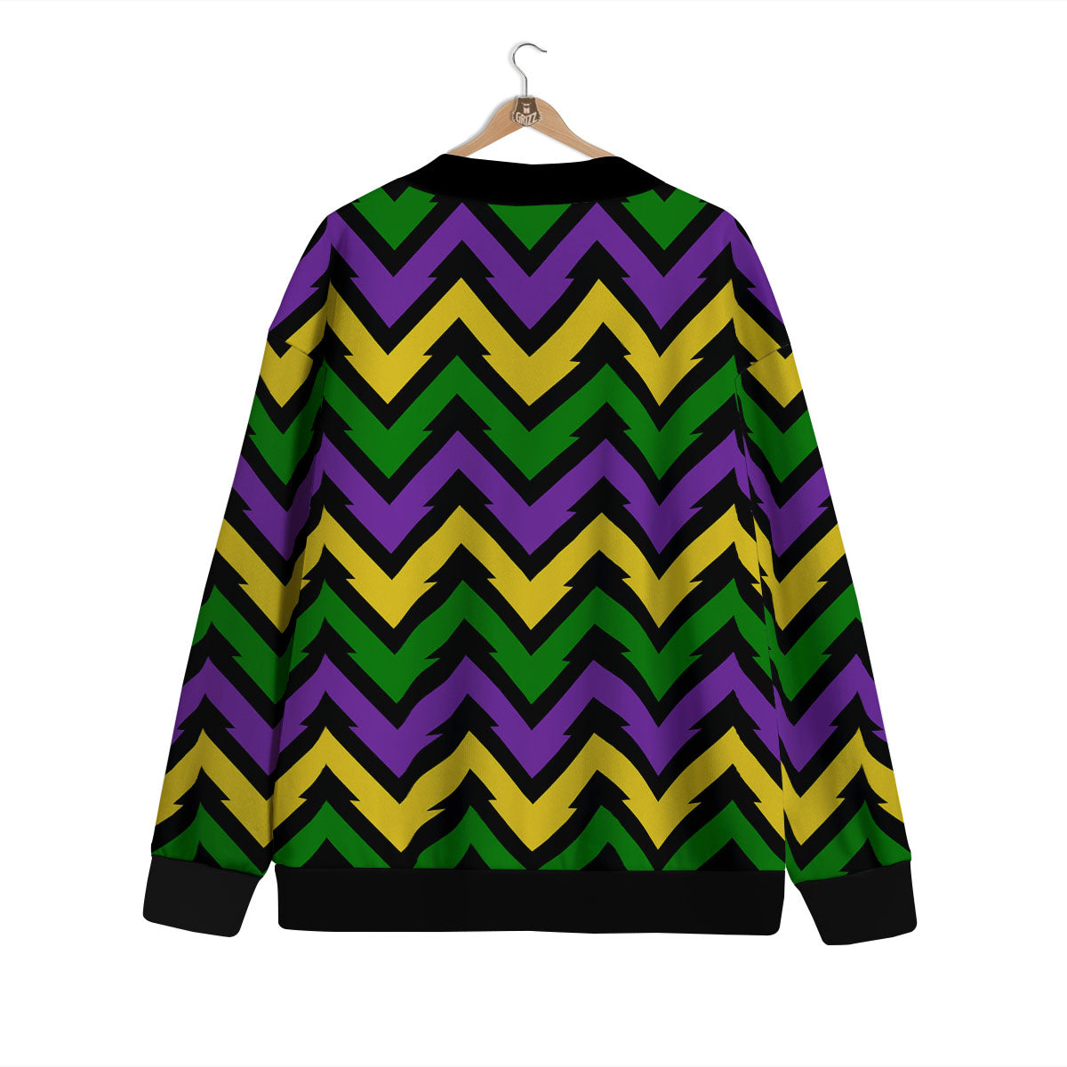 Fat Tuesday Zigzag Mardi Gras Print Cardigan-grizzshop