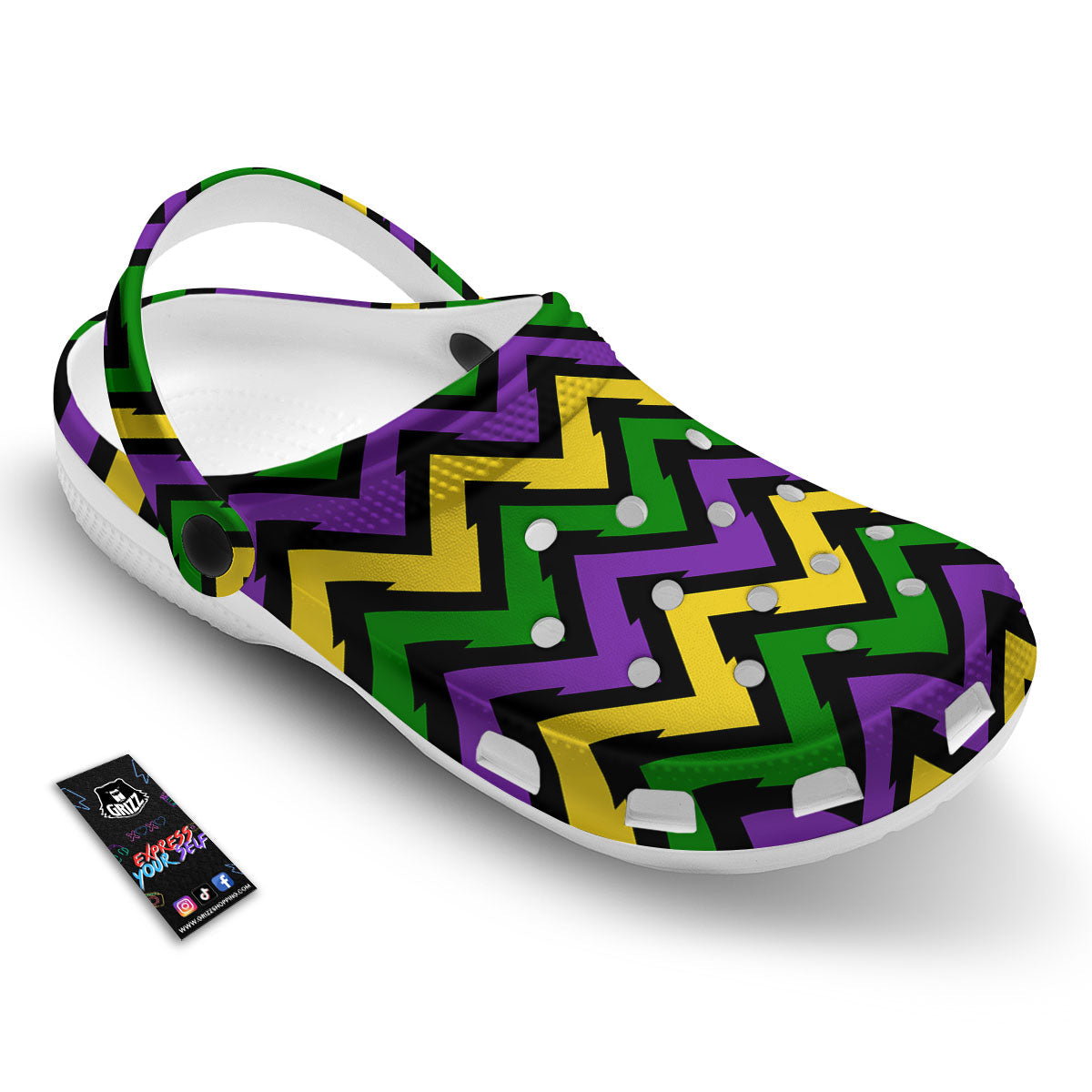 Fat Tuesday Zigzag Mardi Gras Print Clog-grizzshop