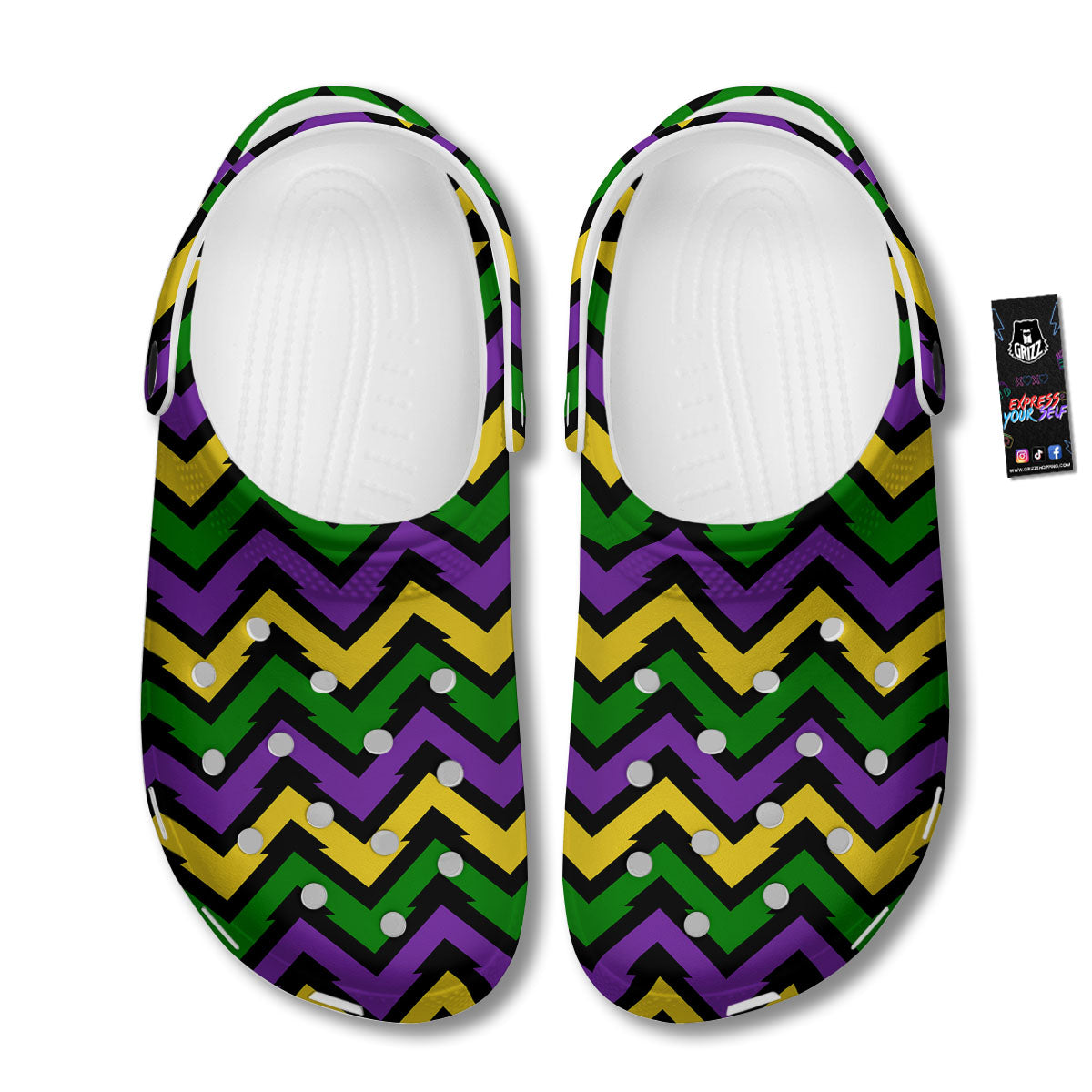 Fat Tuesday Zigzag Mardi Gras Print Clog-grizzshop