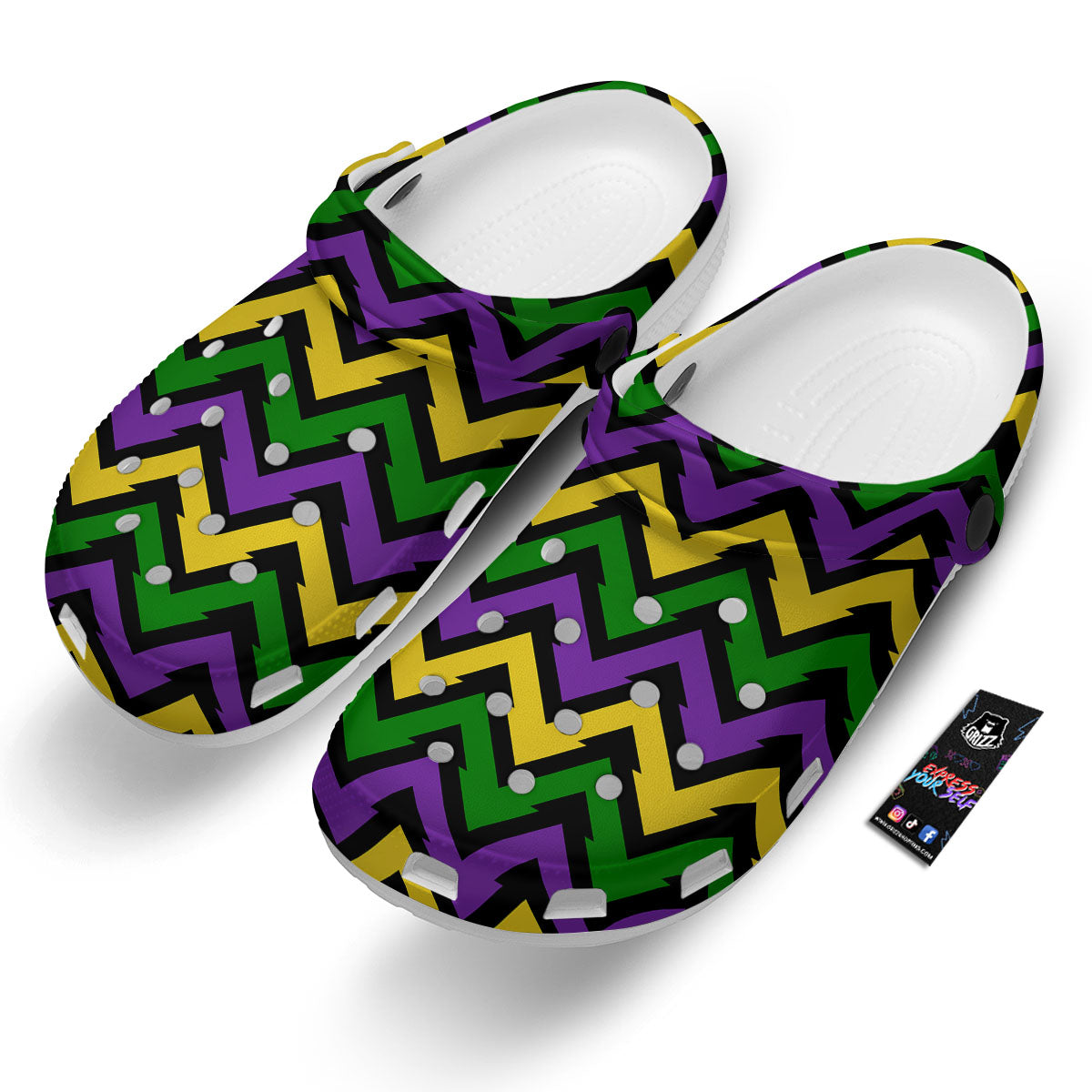 Fat Tuesday Zigzag Mardi Gras Print Clog-grizzshop