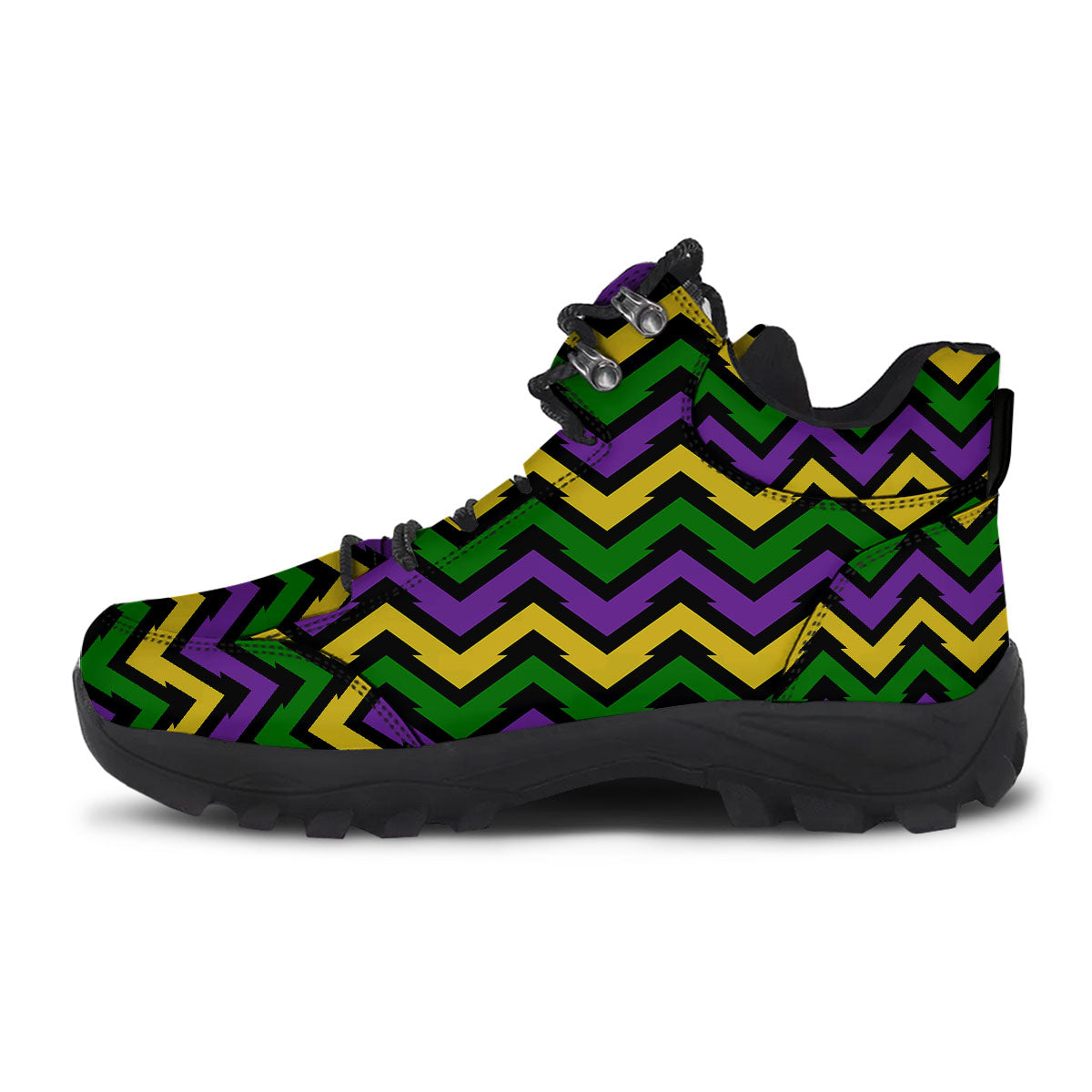 Fat Tuesday Zigzag Mardi Gras Print Hiking Shoes-grizzshop