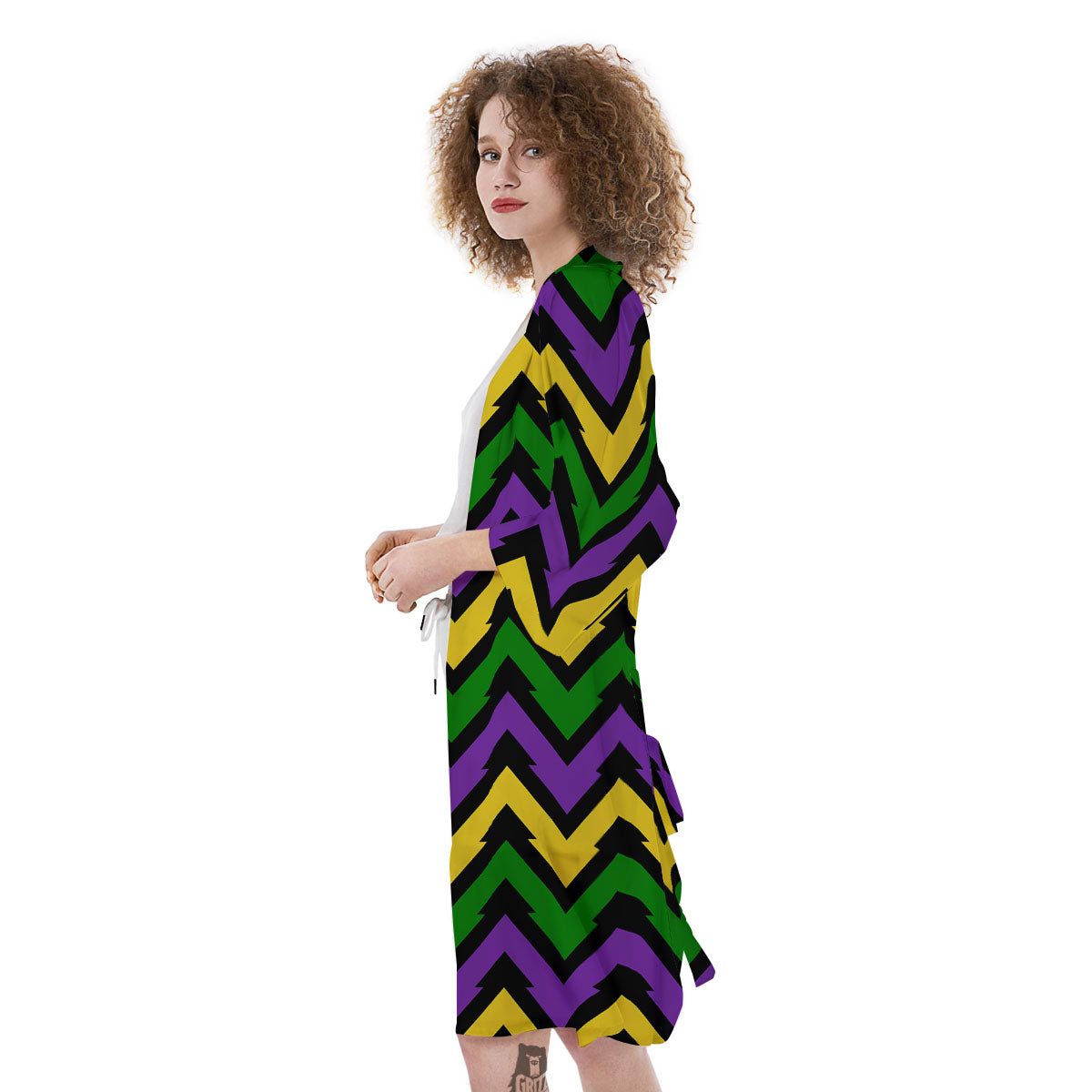 Fat Tuesday Zigzag Mardi Gras Print Kimono-grizzshop