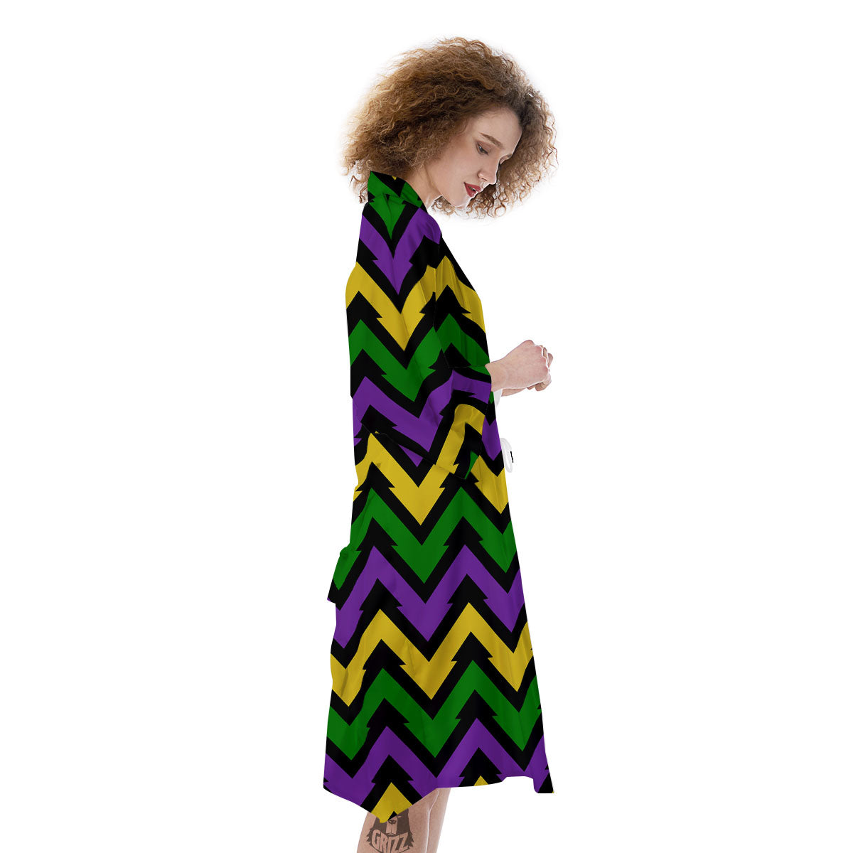 Fat Tuesday Zigzag Mardi Gras Print Kimono-grizzshop