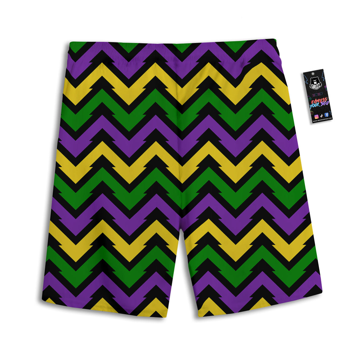 Fat Tuesday Zigzag Mardi Gras Print Men's Athletic Shorts