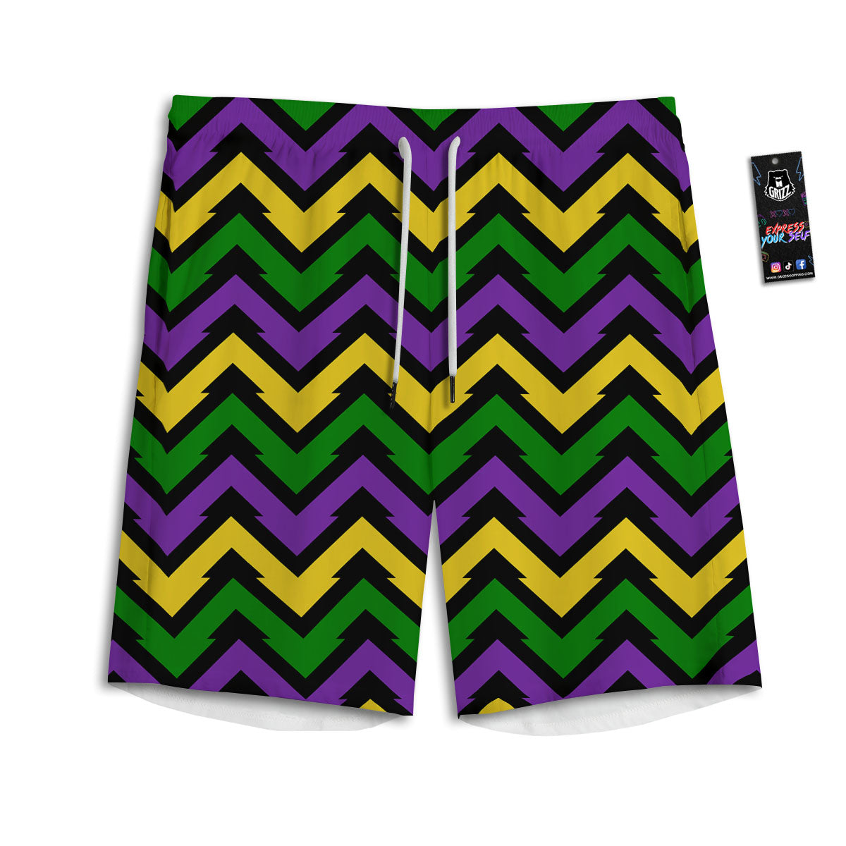 Fat Tuesday Zigzag Mardi Gras Print Men's Athletic Shorts