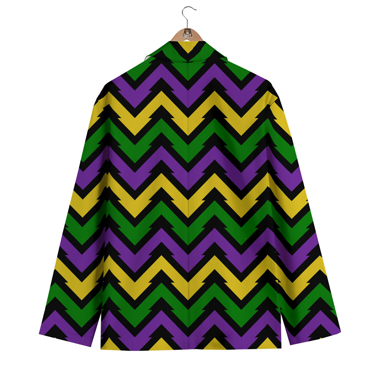 Fat Tuesday Zigzag Mardi Gras Print Men's Blazer-grizzshop