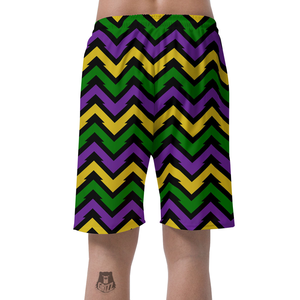 Fat Tuesday Zigzag Mardi Gras Print Men's Shorts-grizzshop
