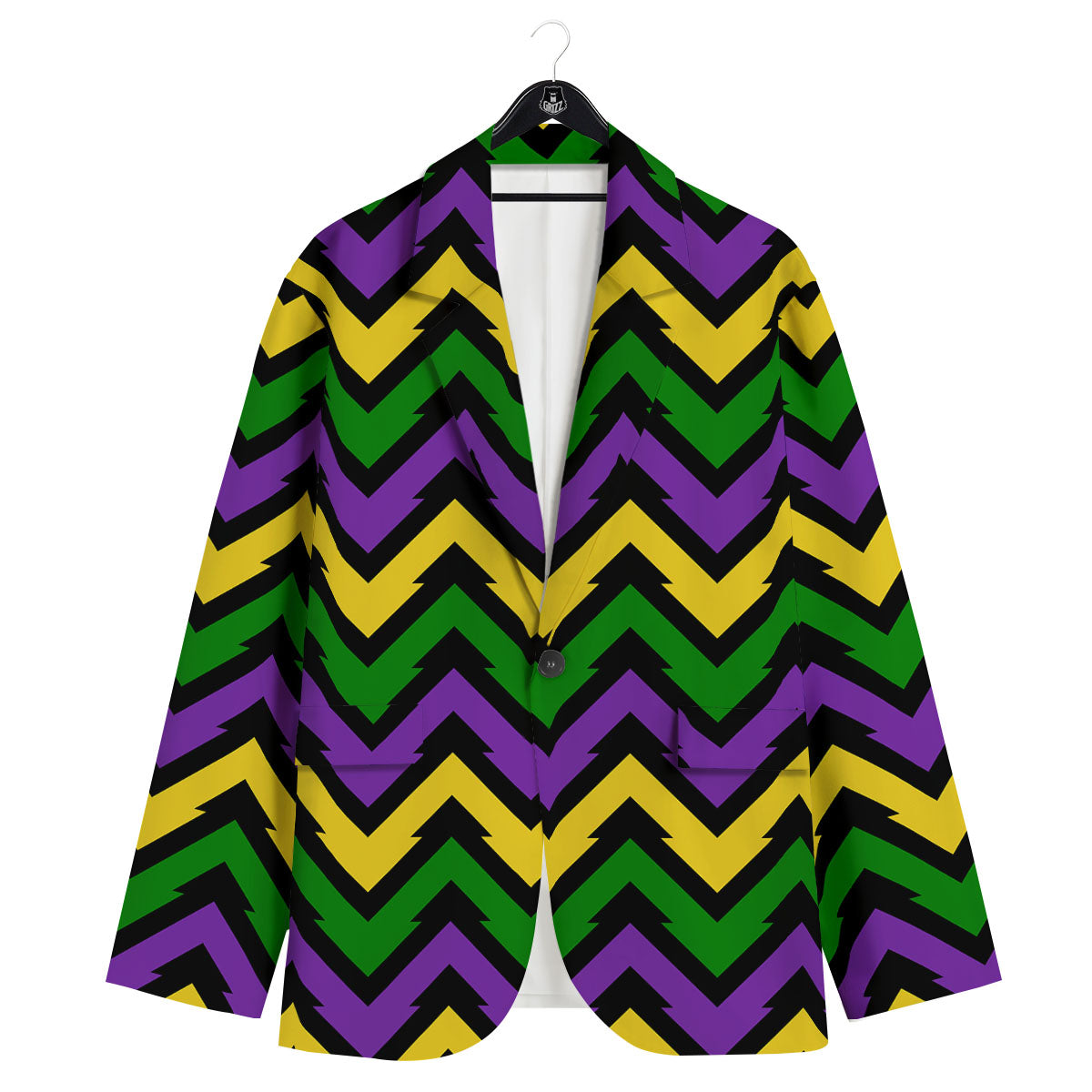 Fat Tuesday Zigzag Mardi Gras Print Men's Sport Coat-grizzshop