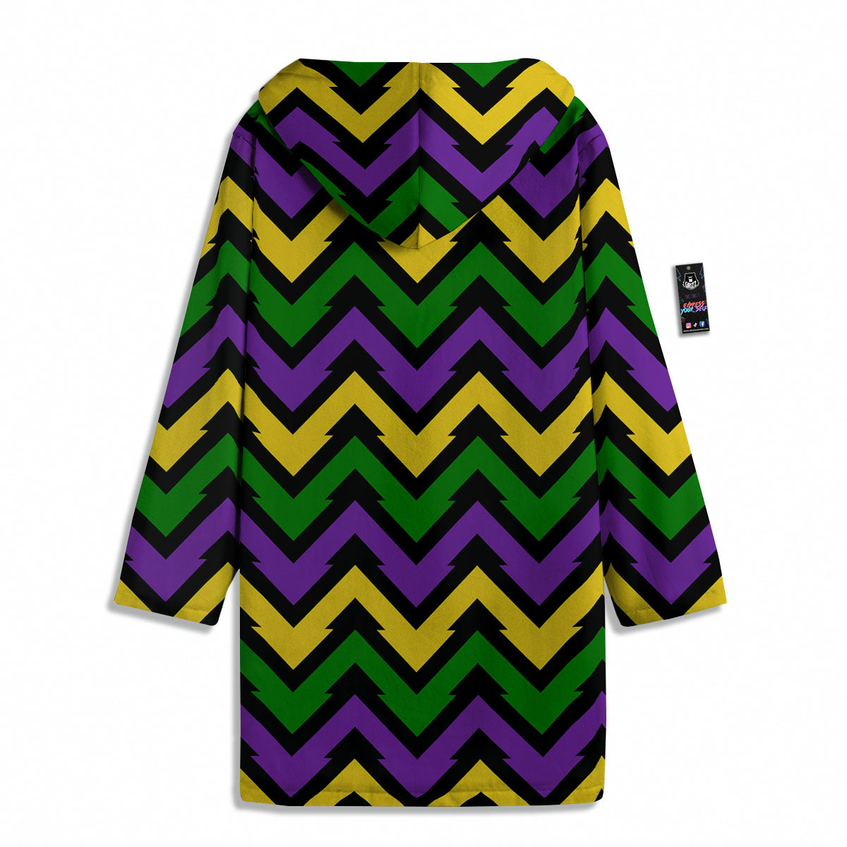 Fat Tuesday Zigzag Mardi Gras Print Men's Windbreaker Jacket-grizzshop