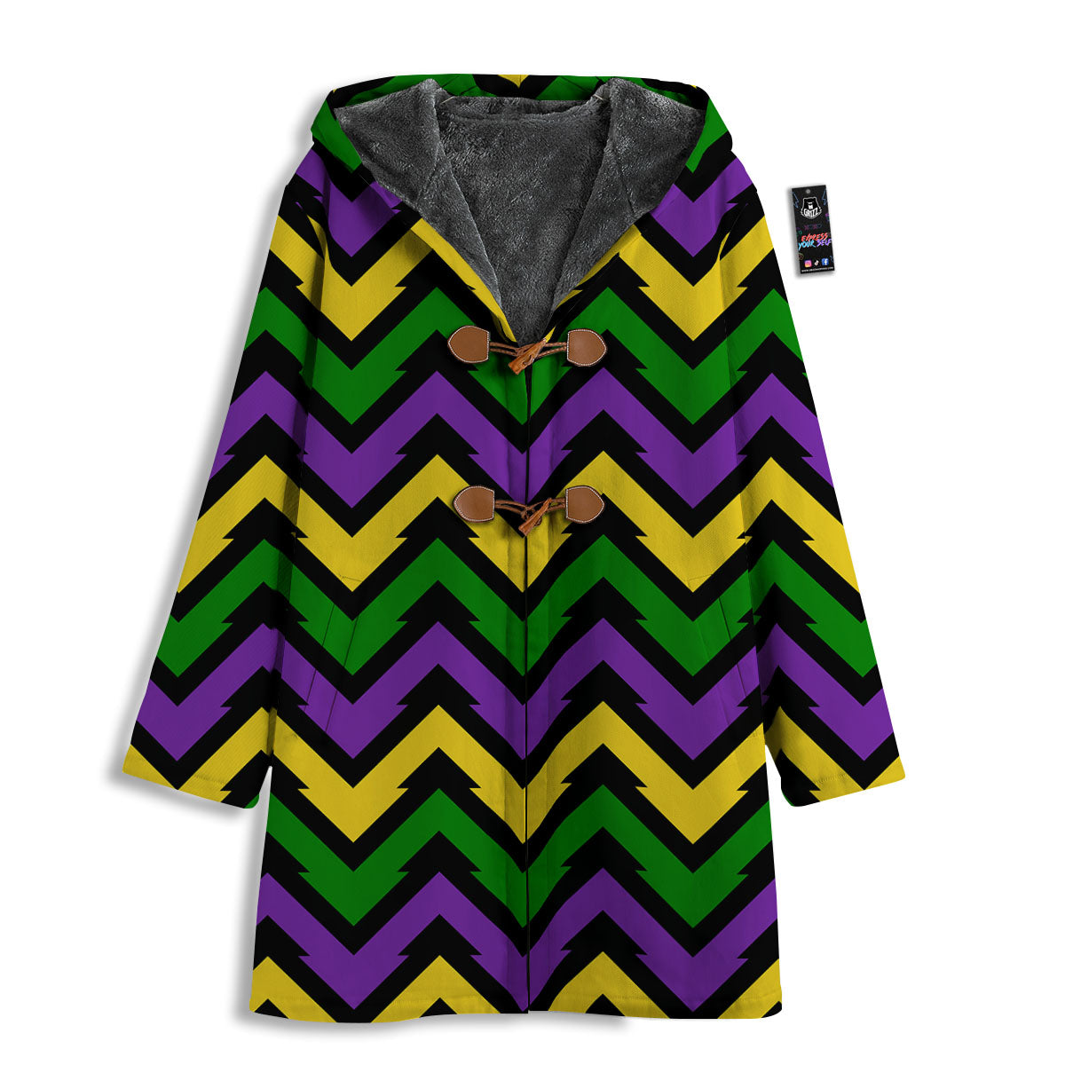 Fat Tuesday Zigzag Mardi Gras Print Men's Windbreaker Jacket-grizzshop