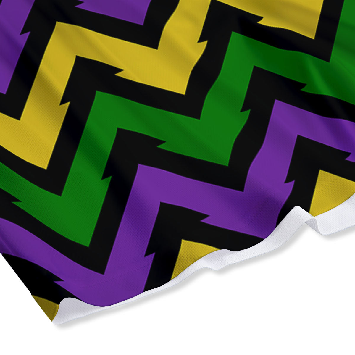 Fat Tuesday Zigzag Mardi Gras Print Mesh Shorts