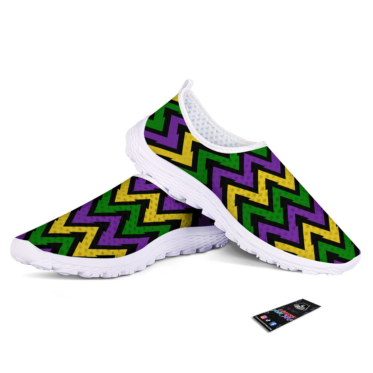 Fat Tuesday Zigzag Mardi Gras Print Nurse Shoes-grizzshop