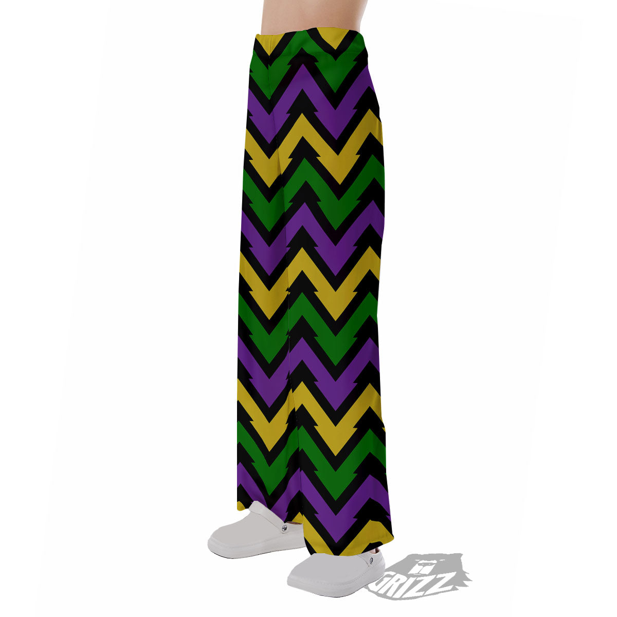 Fat Tuesday Zigzag Mardi Gras Print Pajama Pants-grizzshop