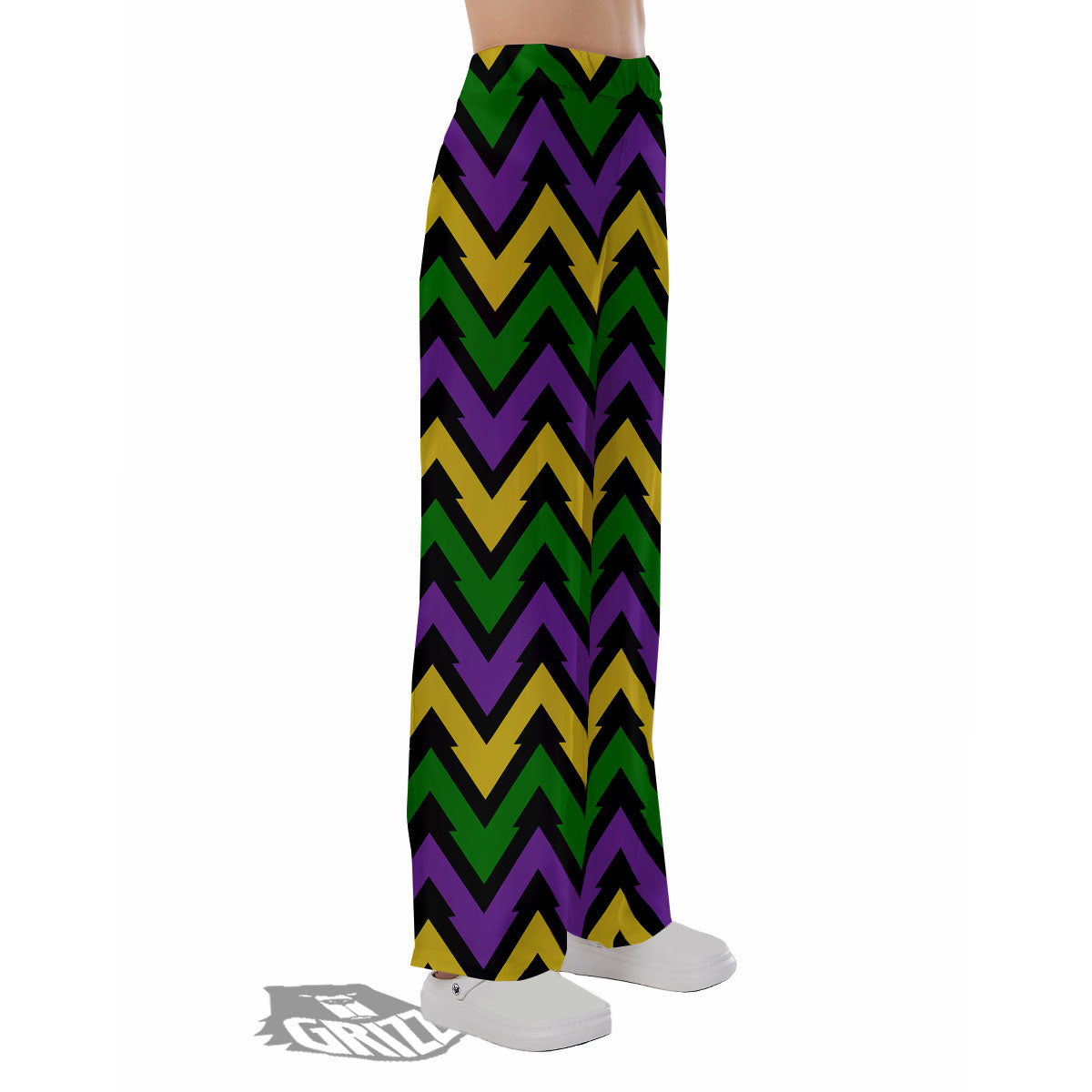 Fat Tuesday Zigzag Mardi Gras Print Pajama Pants-grizzshop