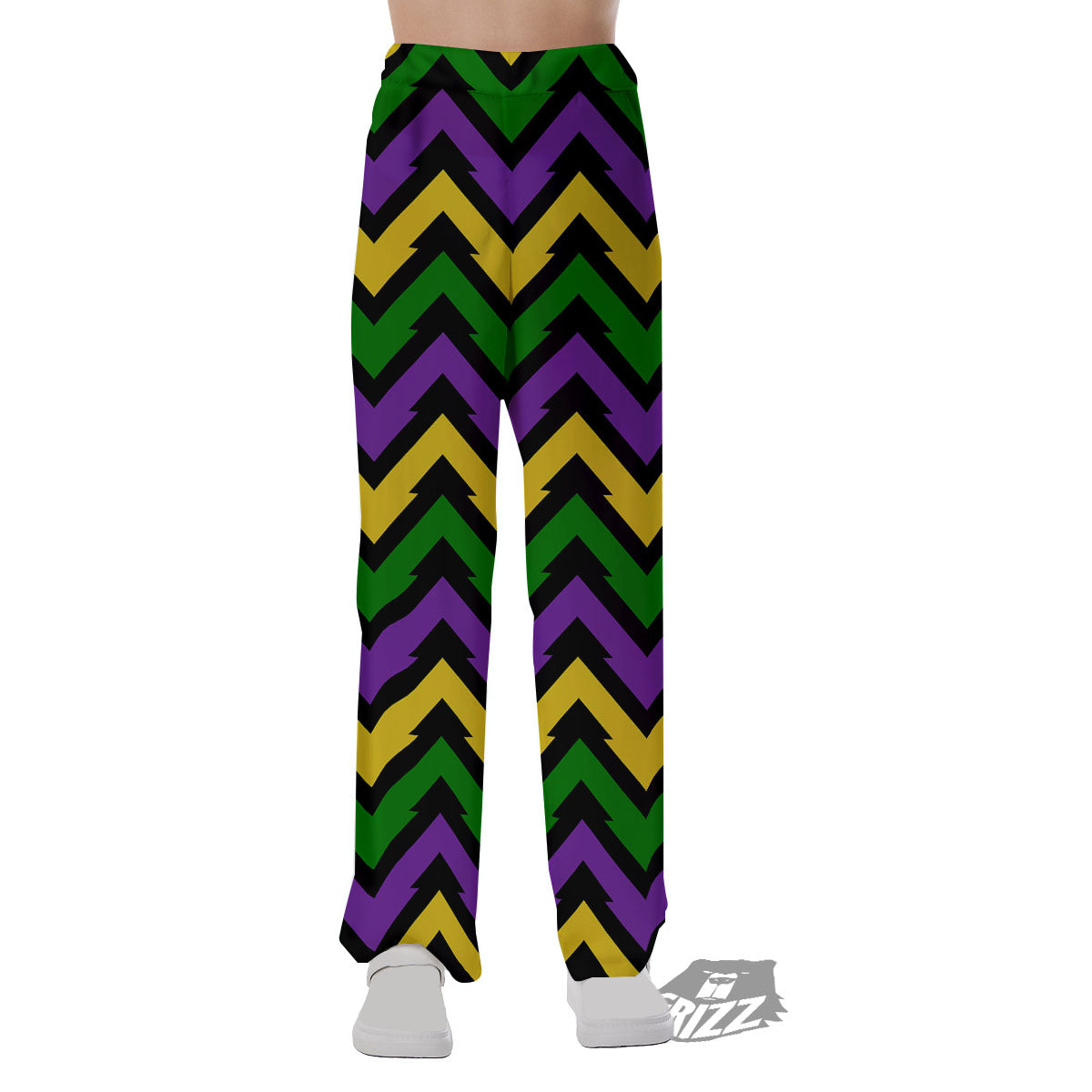 Fat Tuesday Zigzag Mardi Gras Print Pajama Pants-grizzshop
