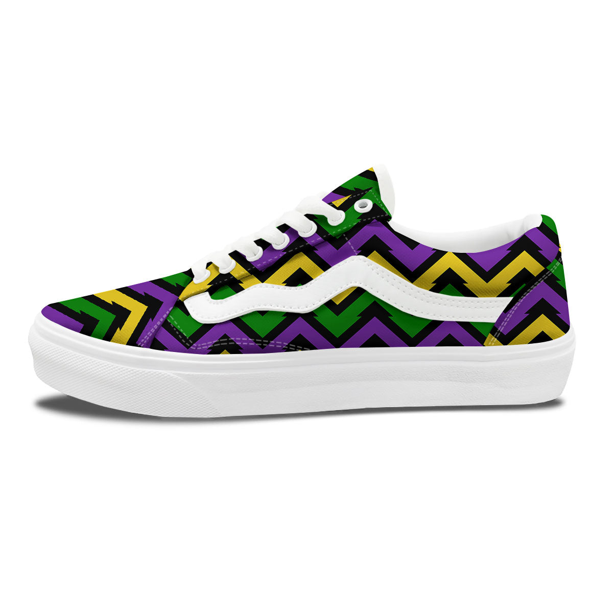 Fat Tuesday Zigzag Mardi Gras Print Skate Shoes-grizzshop