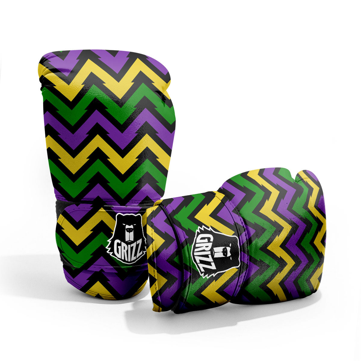 Fat Tuesday Zigzag Mardi Gras Print Pro Boxing Glove