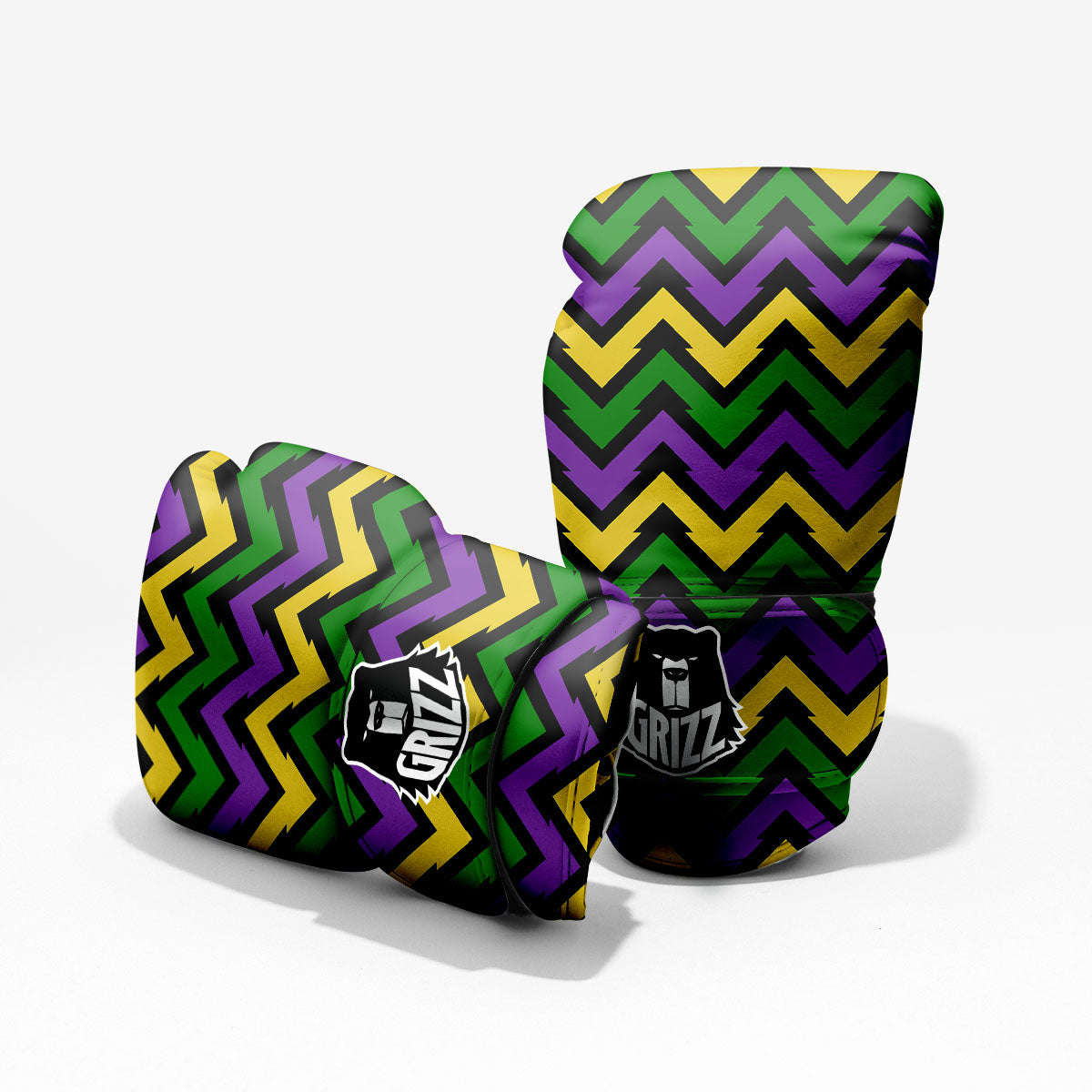 Fat Tuesday Zigzag Mardi Gras Print Pro Boxing Glove
