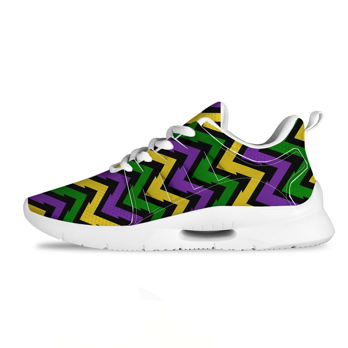Fat Tuesday Zigzag Mardi Gras Print Tennis Shoes-grizzshop