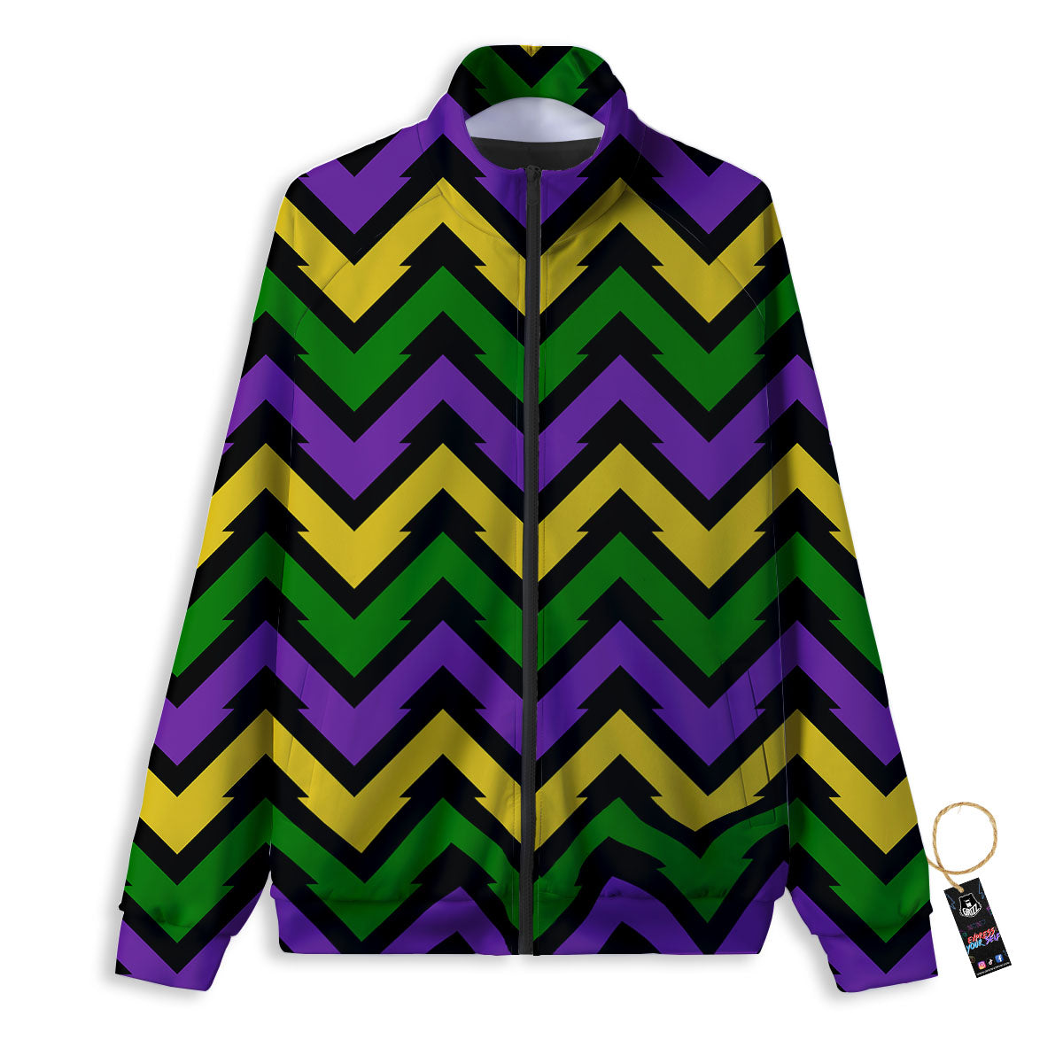 Fat Tuesday Zigzag Mardi Gras Print Track Jacket-grizzshop