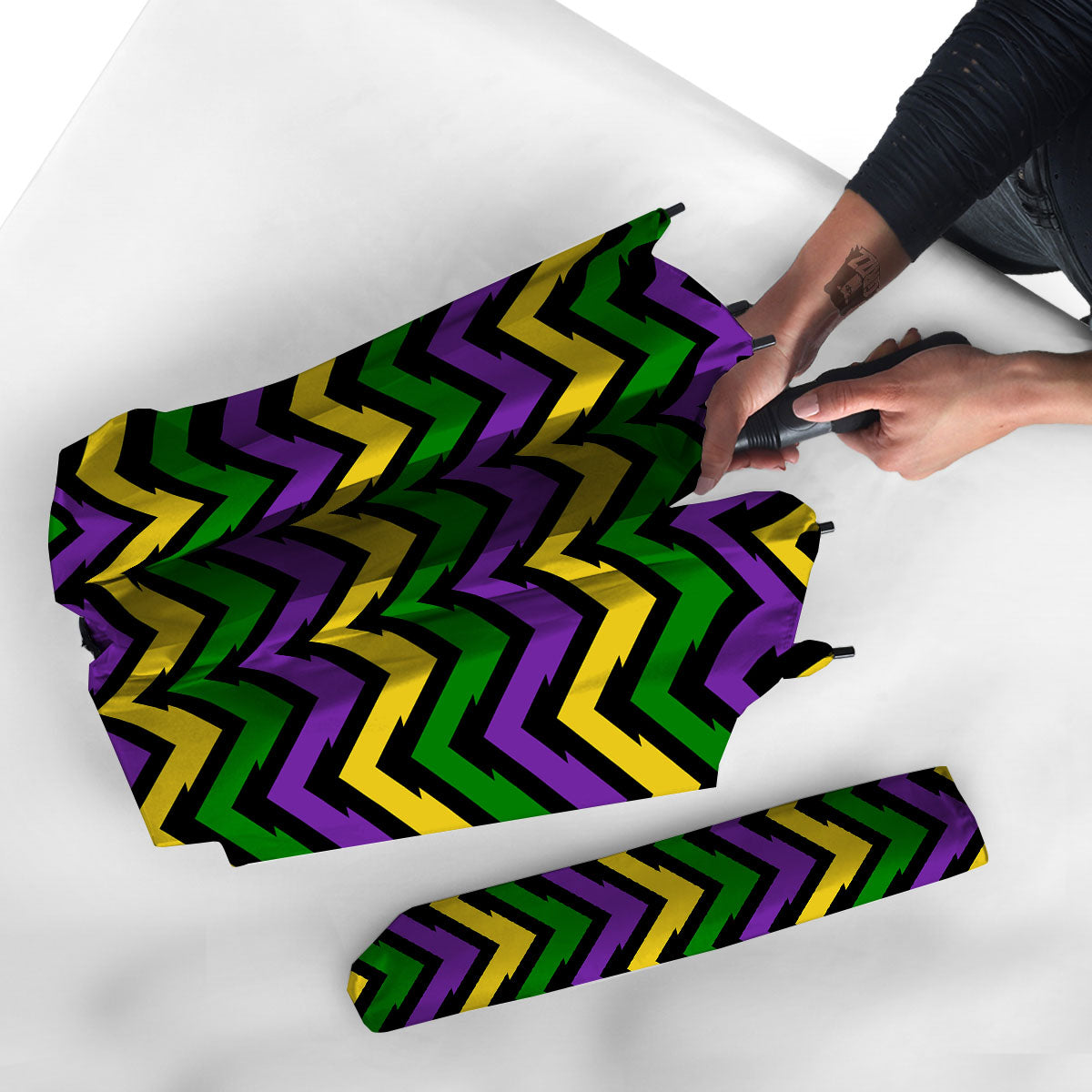 Fat Tuesday Zigzag Mardi Gras Print Umbrella-grizzshop