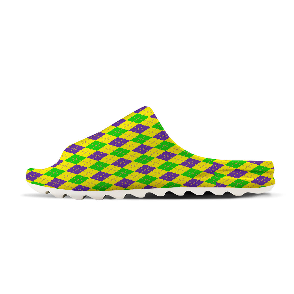 Fat Tuesday Argyle Mardi Gras Print Sandals-grizzshop