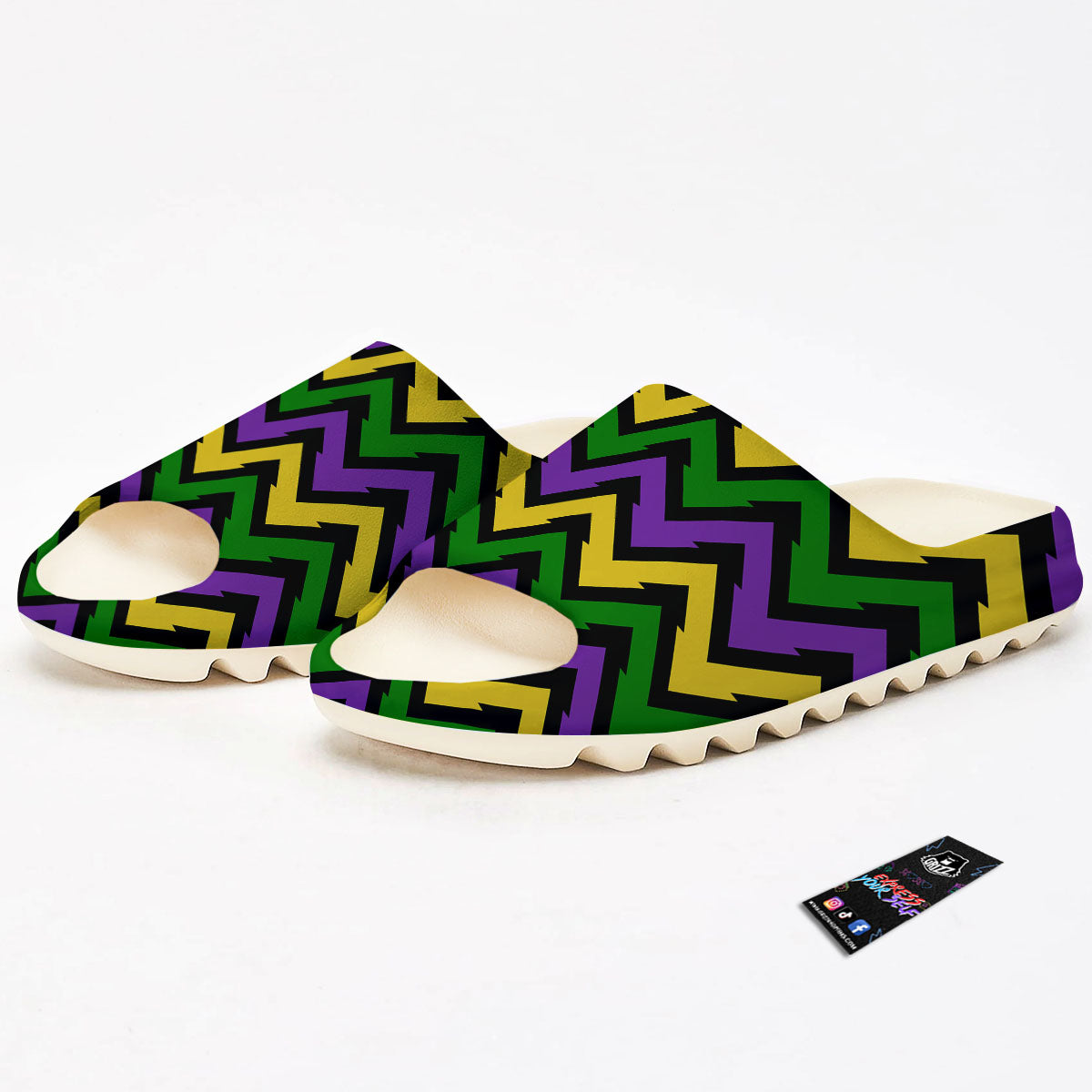 Fat Tuesday Zigzag Mardi Gras Print Sandals-grizzshop