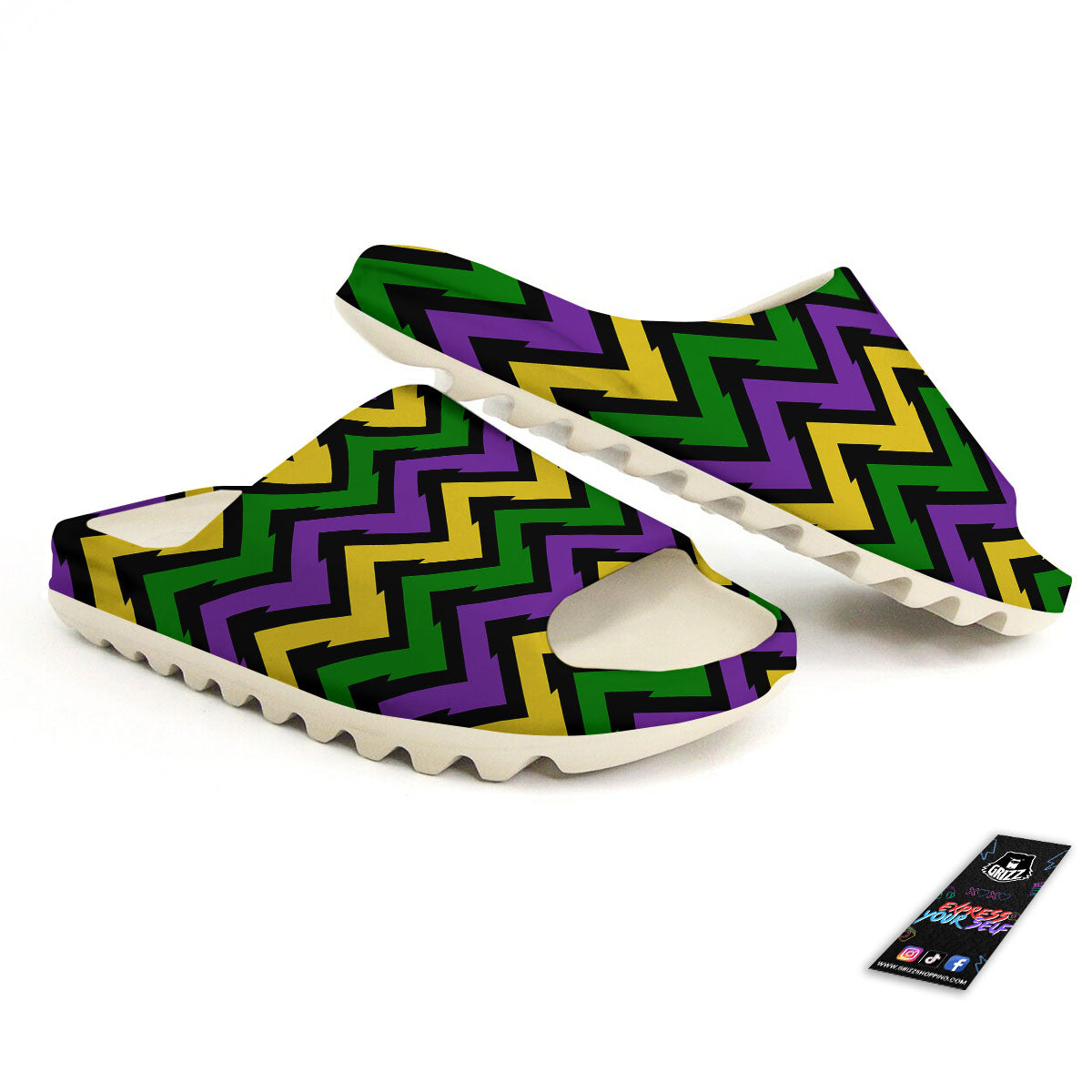 Fat Tuesday Zigzag Mardi Gras Print Sandals-grizzshop
