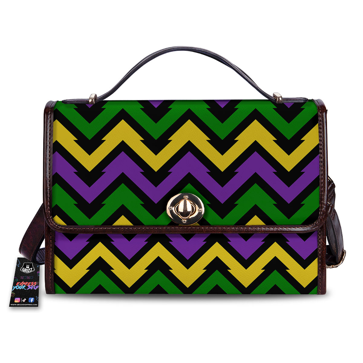 Fat Tuesday Zigzag Mardi Gras Print Women's Satchel Bag
