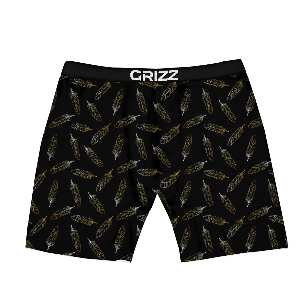 Feather Black And Gold Print Pattern Boxer Briefs-grizzshop