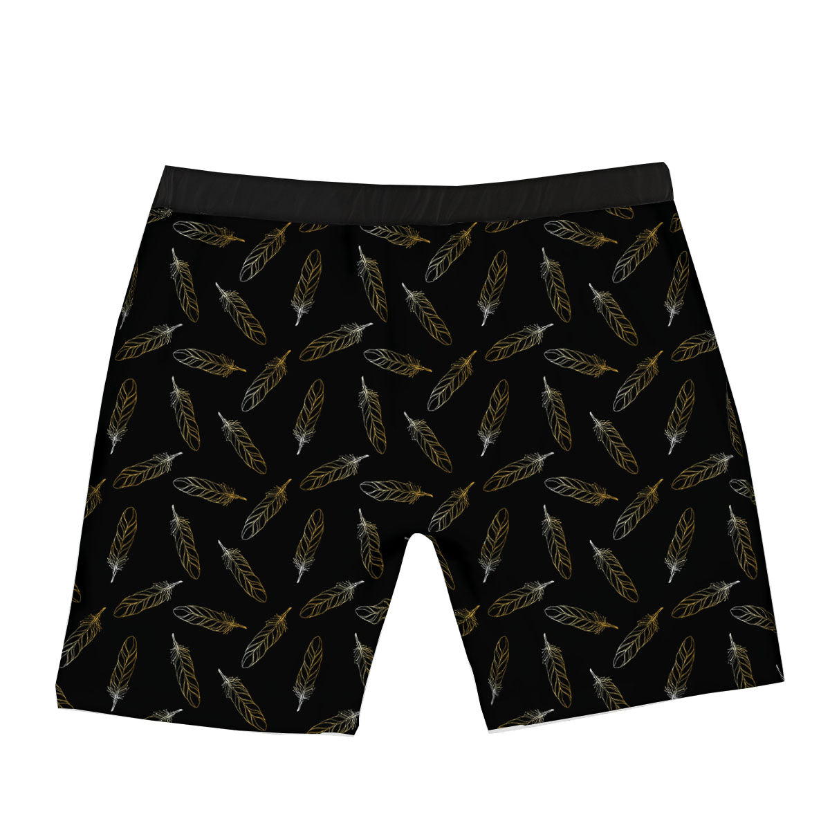 Feather Black And Gold Print Pattern Boxer Briefs-grizzshop