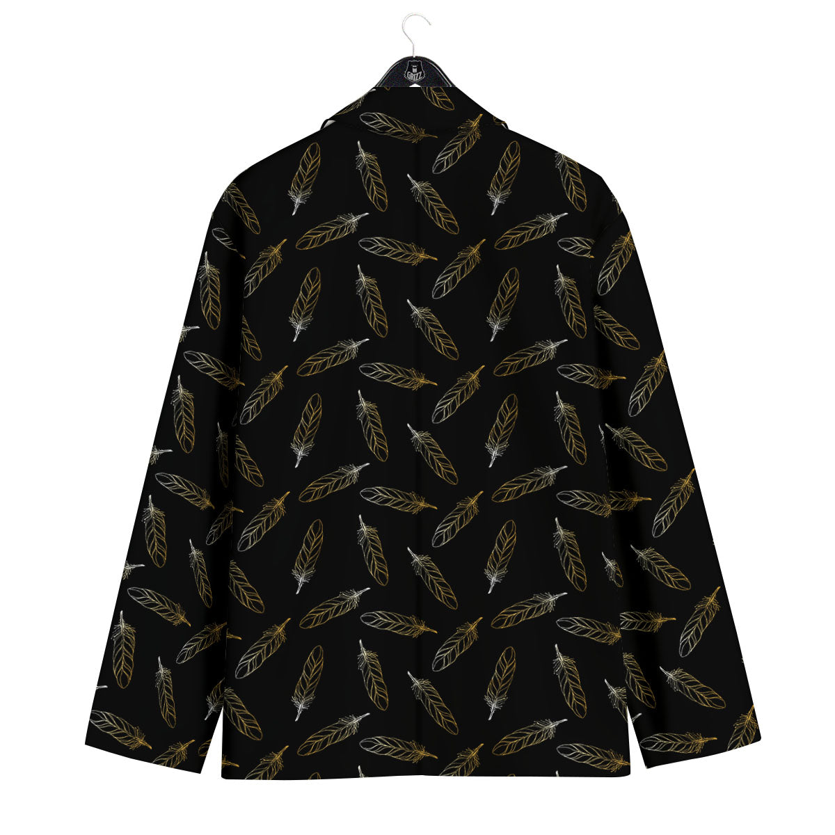 Feather Black And Gold Print Pattern Men's Sport Coat-grizzshop