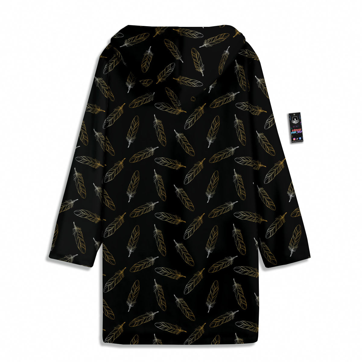 Feather Black And Gold Print Pattern Men's Windbreaker Jacket-grizzshop