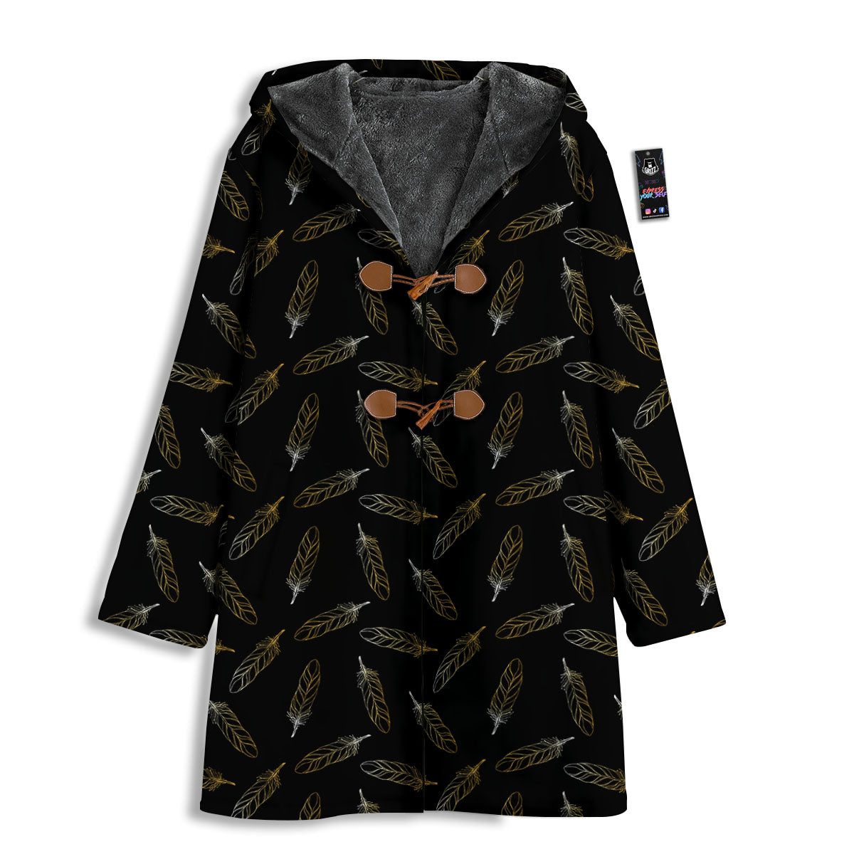 Feather Black And Gold Print Pattern Men's Windbreaker Jacket-grizzshop