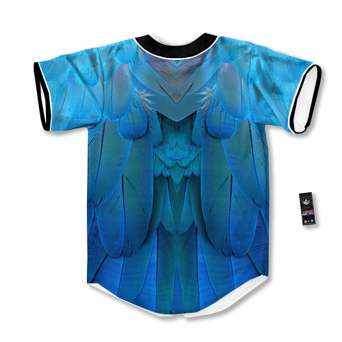 Feather Blue Print Baseball Jersey-grizzshop